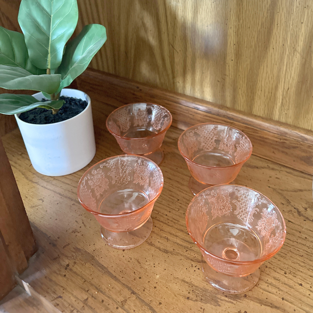 Pink Depression Glass Cups