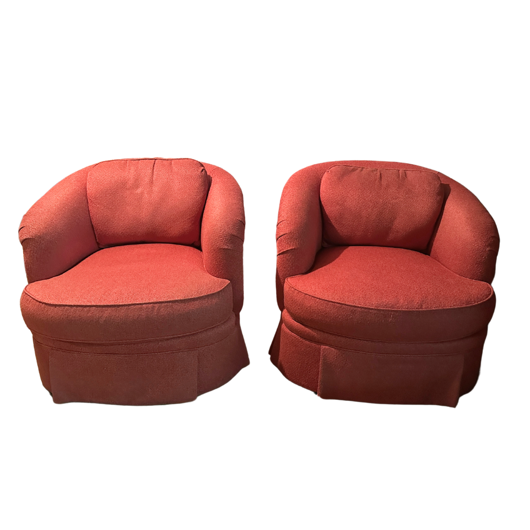 Pair of Red Swivel Chairs