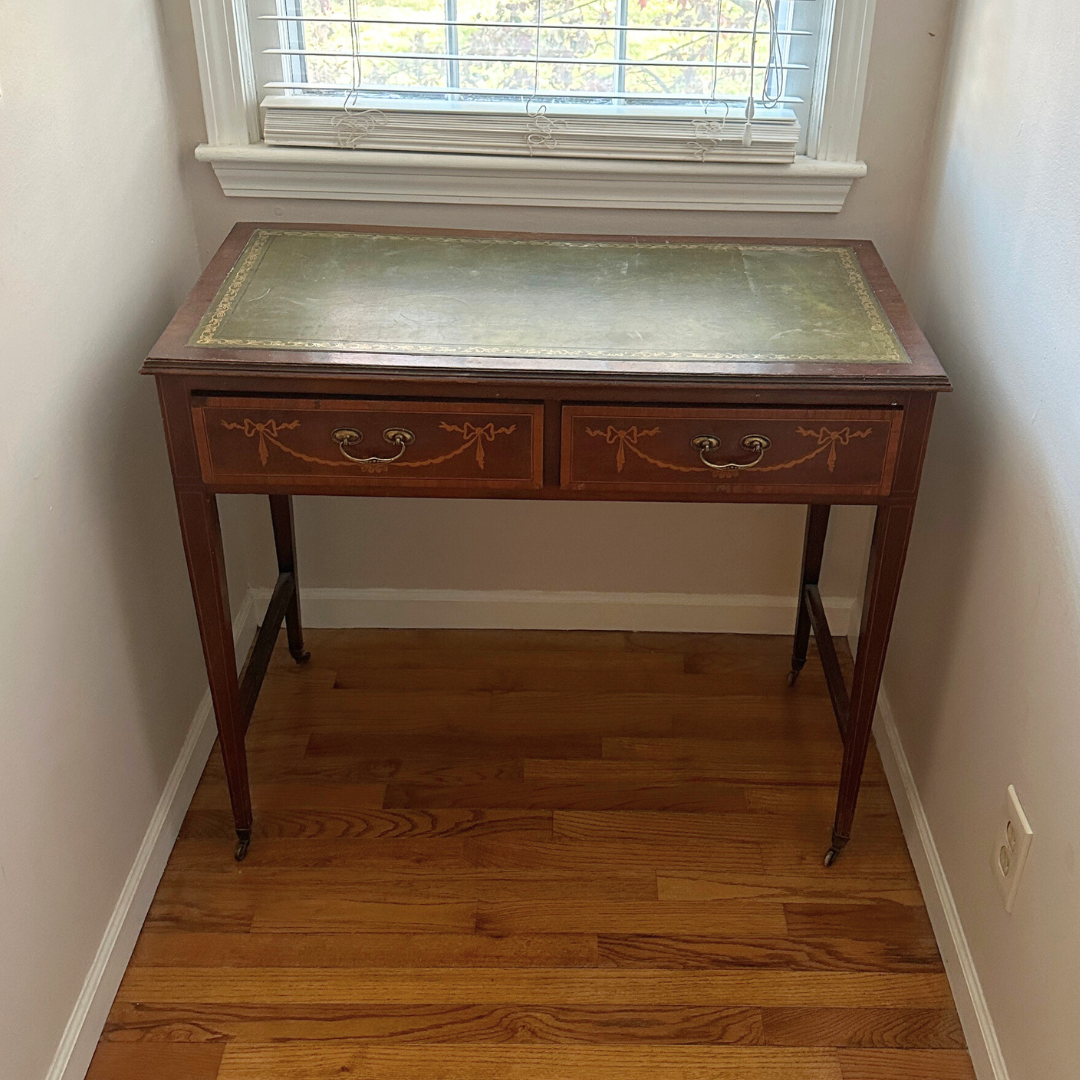 Small Mahogany Writing Desk with Ribbon Detailing — Gather
