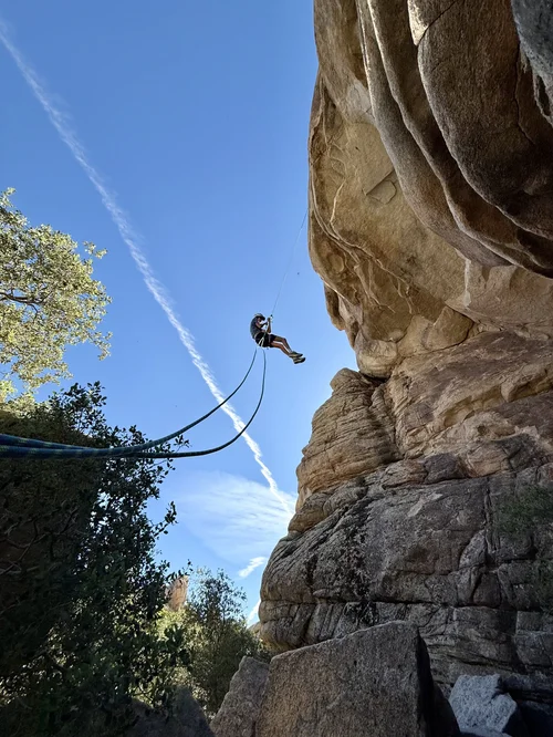 Rappelling in Joshua Tree