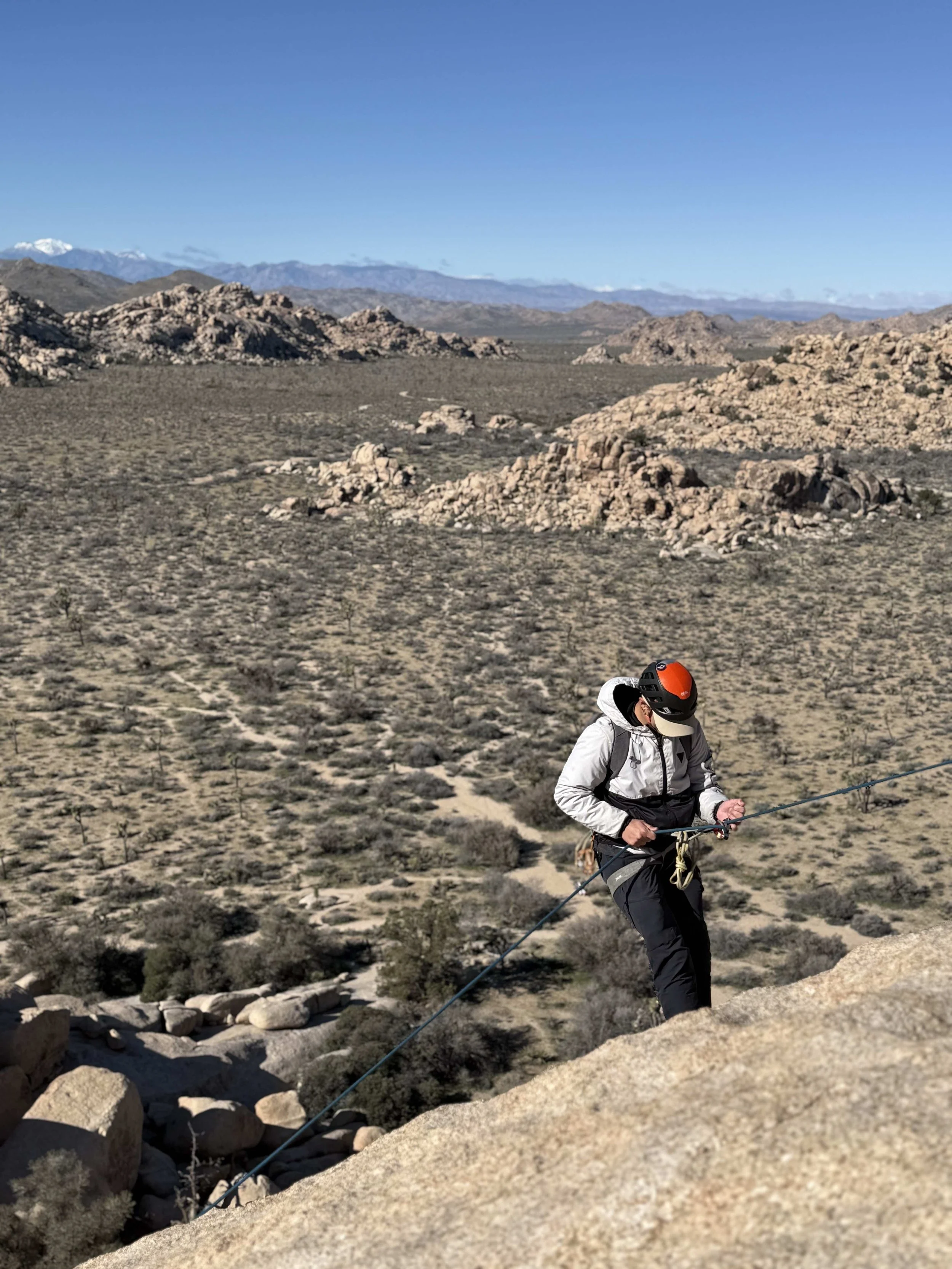 Guided rappelling at Joshua Tree National Park — winter adventure conditions