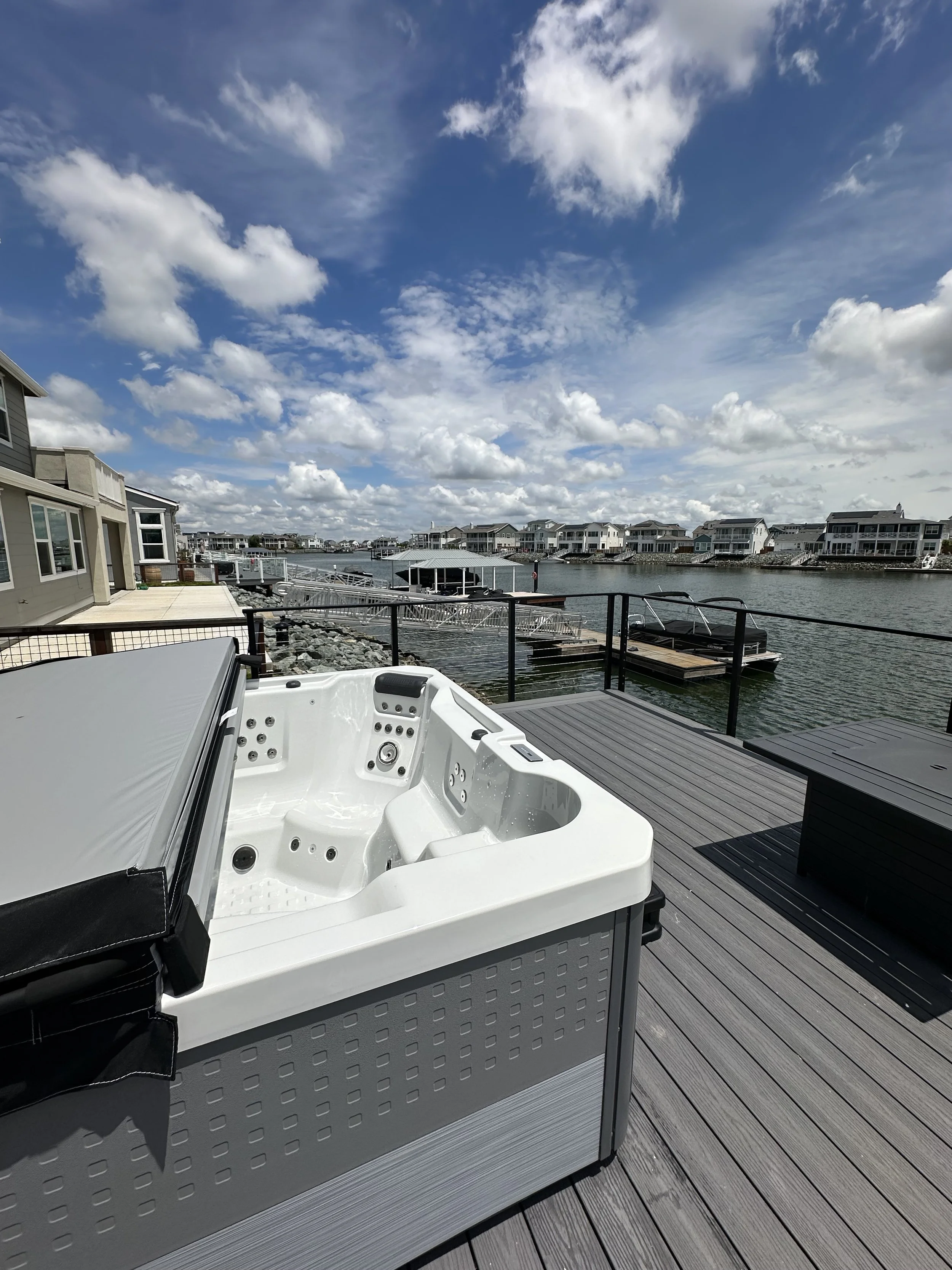 Bethel Islands newest addition! What an amazing view to relax to. 

Watkins 532L Gray Spa
Seats 3
110v or 220v
40 amps