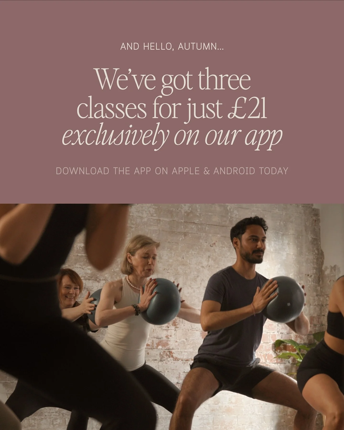 FLASH SALE 🍂

Ease back into routine with three classes for just &pound;21 this week. The code for this is an app exclusive &mdash; simply open the Studio 52 app and grab it from the Promotions section on the Home tab.

Your pass lasts 2 weeks and c