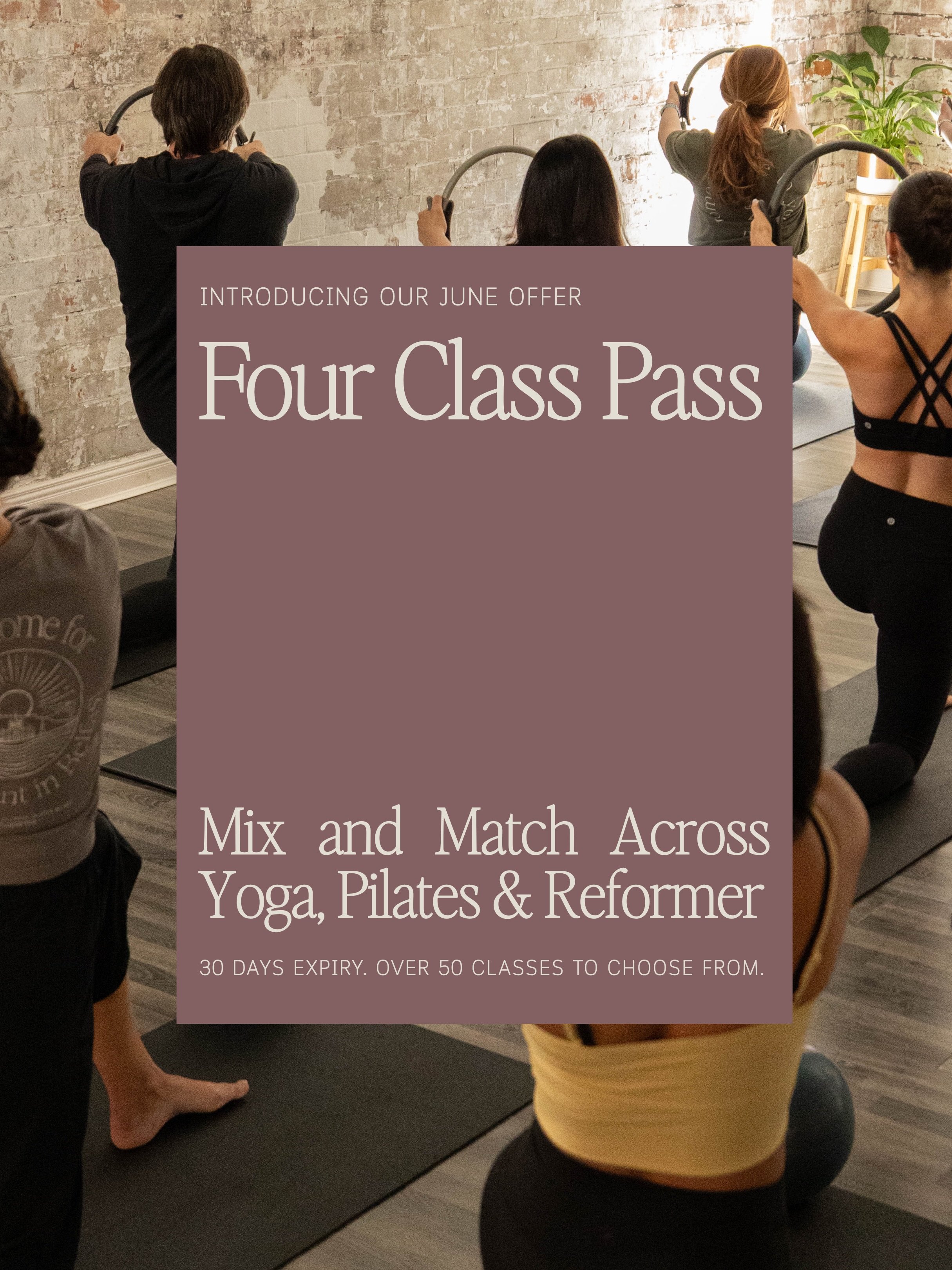 We&rsquo;ve never offered a pass quite like this before 👀

Our June offer of 4 classes for &pound;40, gives you 30 days to explore everything Studio 52 has to offer.

Use it for Yoga. Use it for Pilates. Use it for Reformer. Or mix all three.

At ju