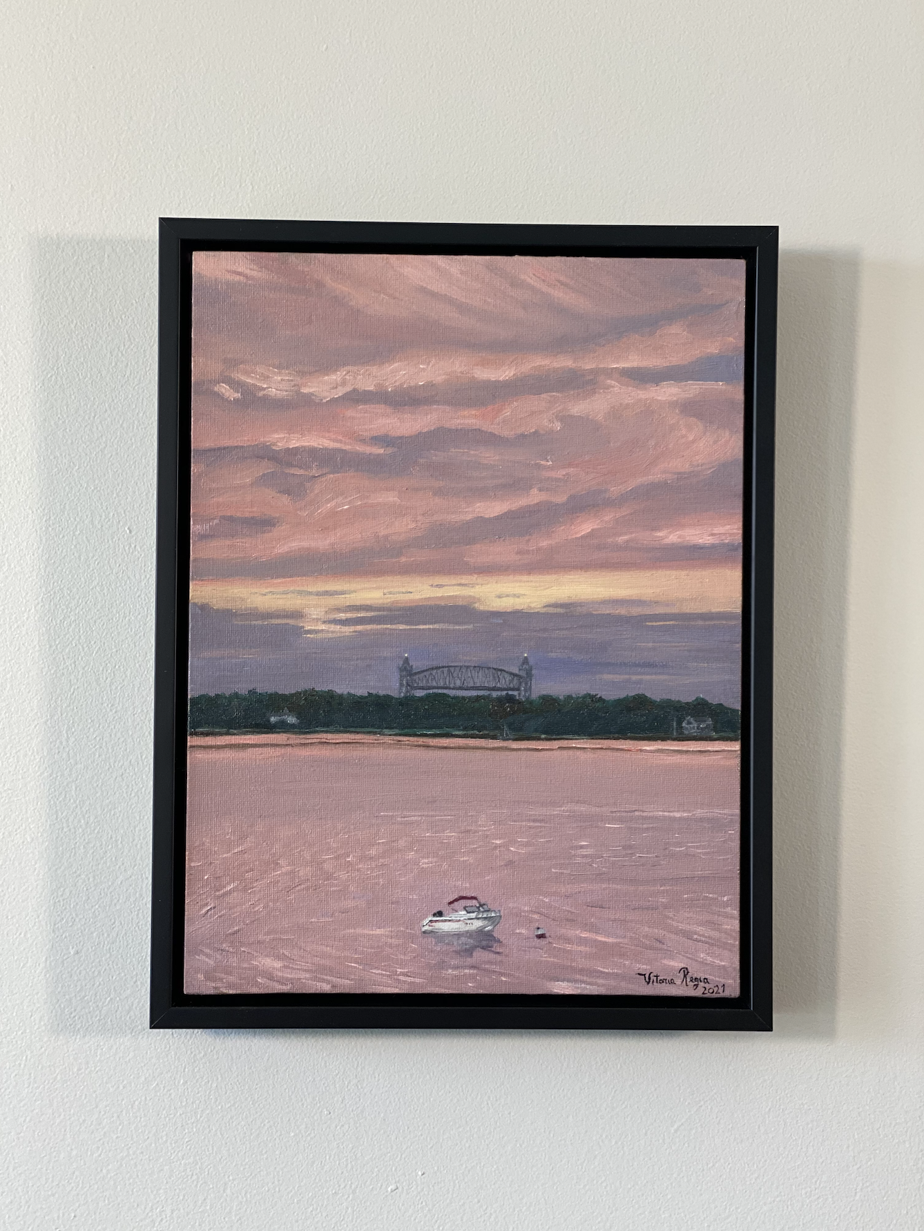 Oil Painting Original by Vitoria Regia Paintings - "Pink Sky" Oil on canvas panel