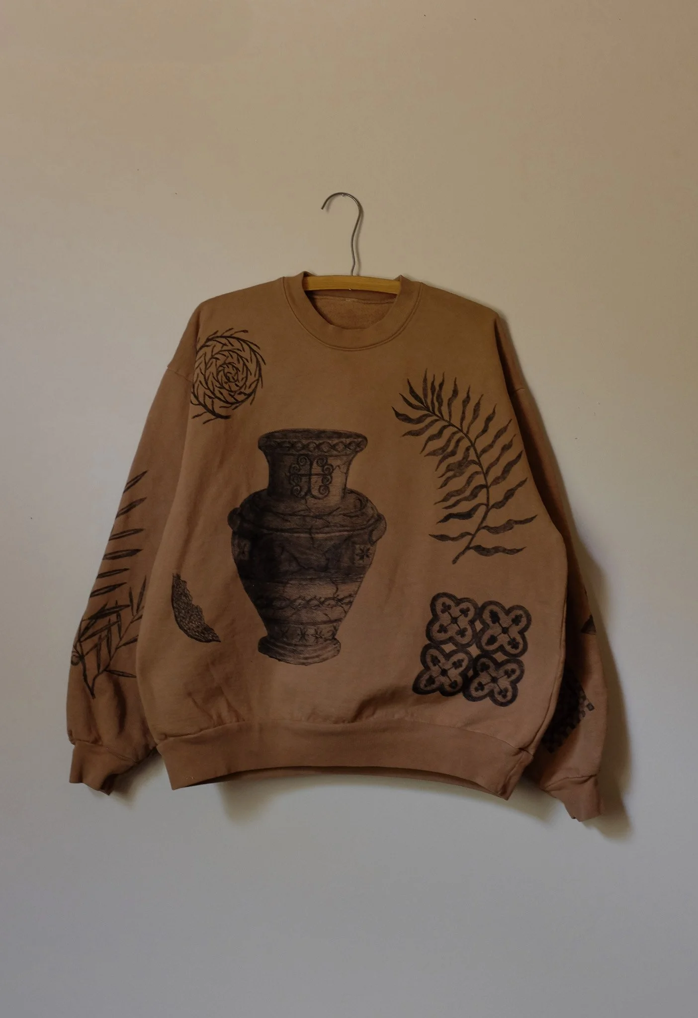 crewneck sweatshirt, hand-drawn