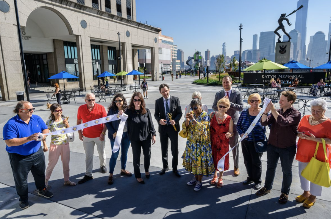 Jersey City officials cut the ribbon on new Exchange Place Plaza