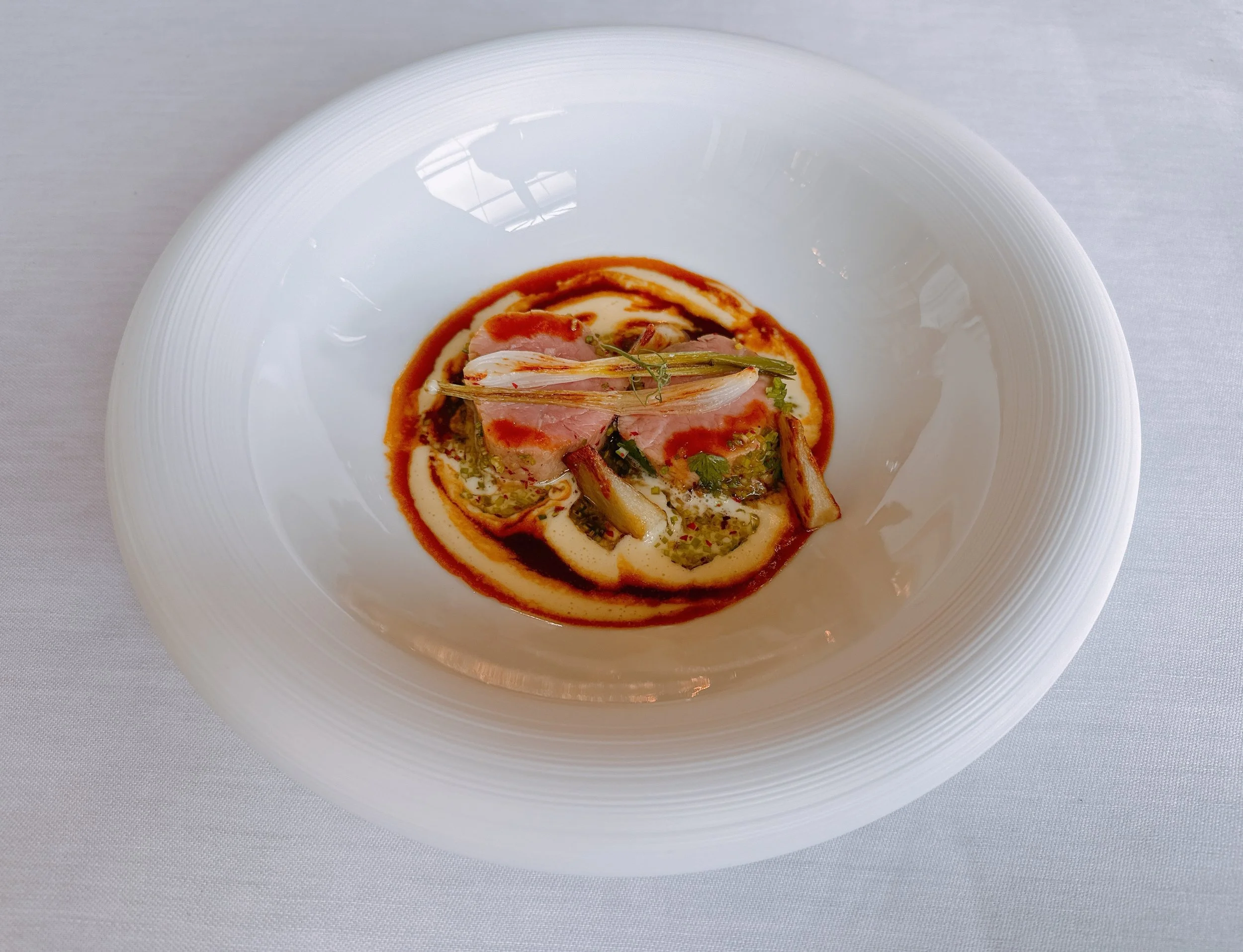 Veal, artichokes, leeks