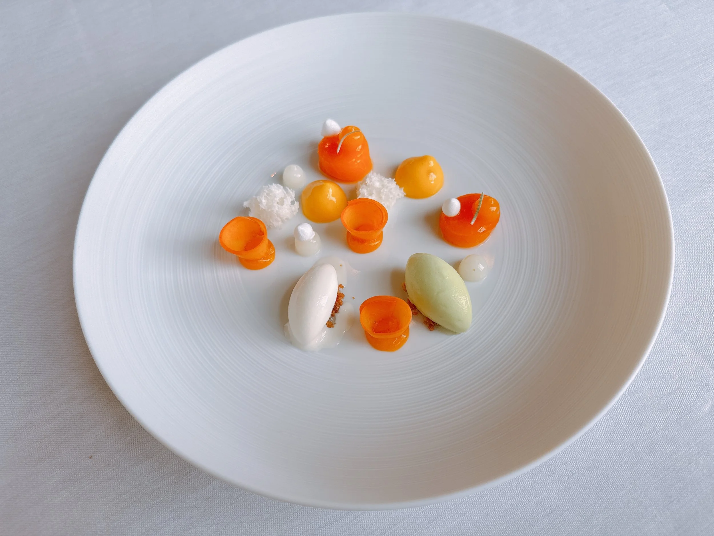 Apricot, verbena, cream