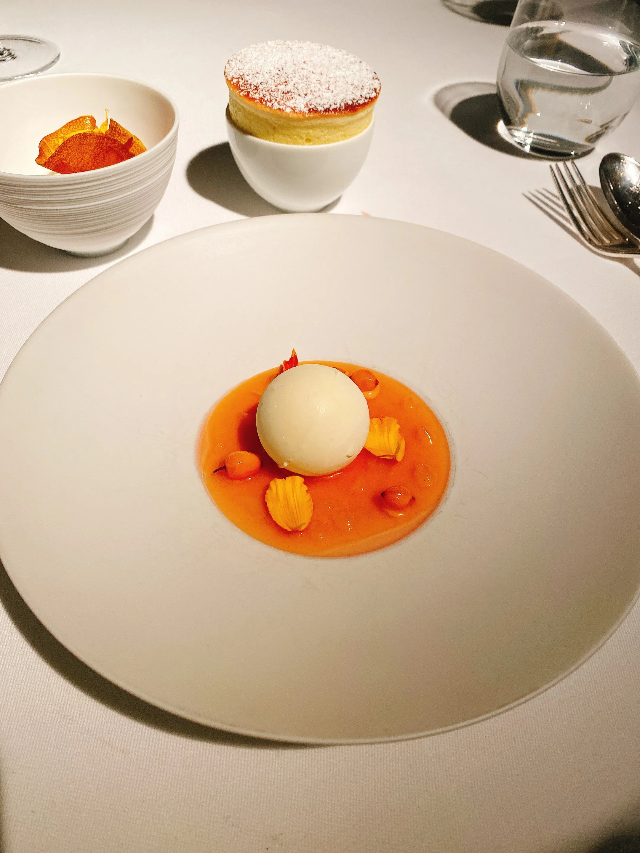 Fruit, yogurt, souffle