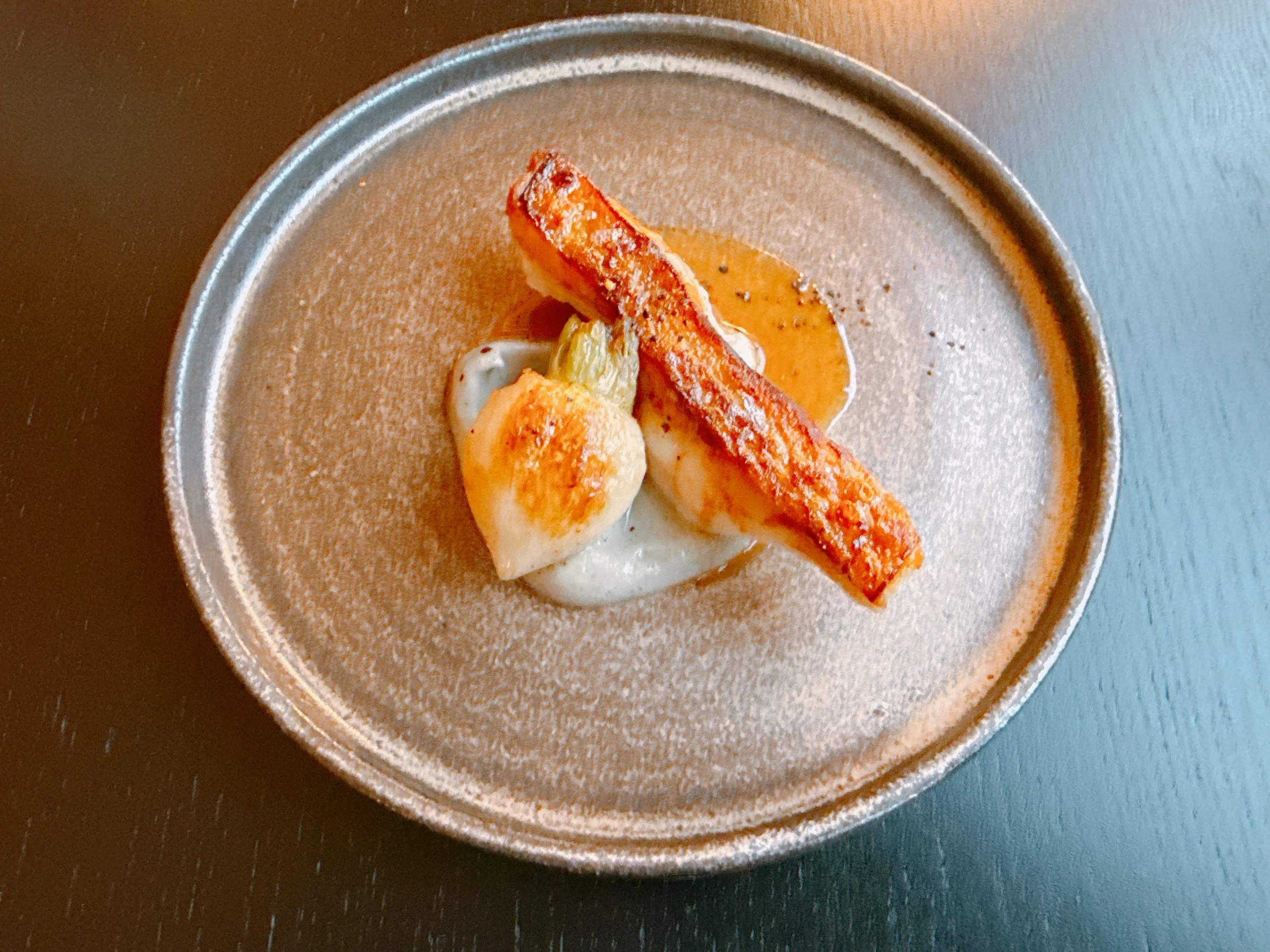 Rockfish, turnip, eggplant