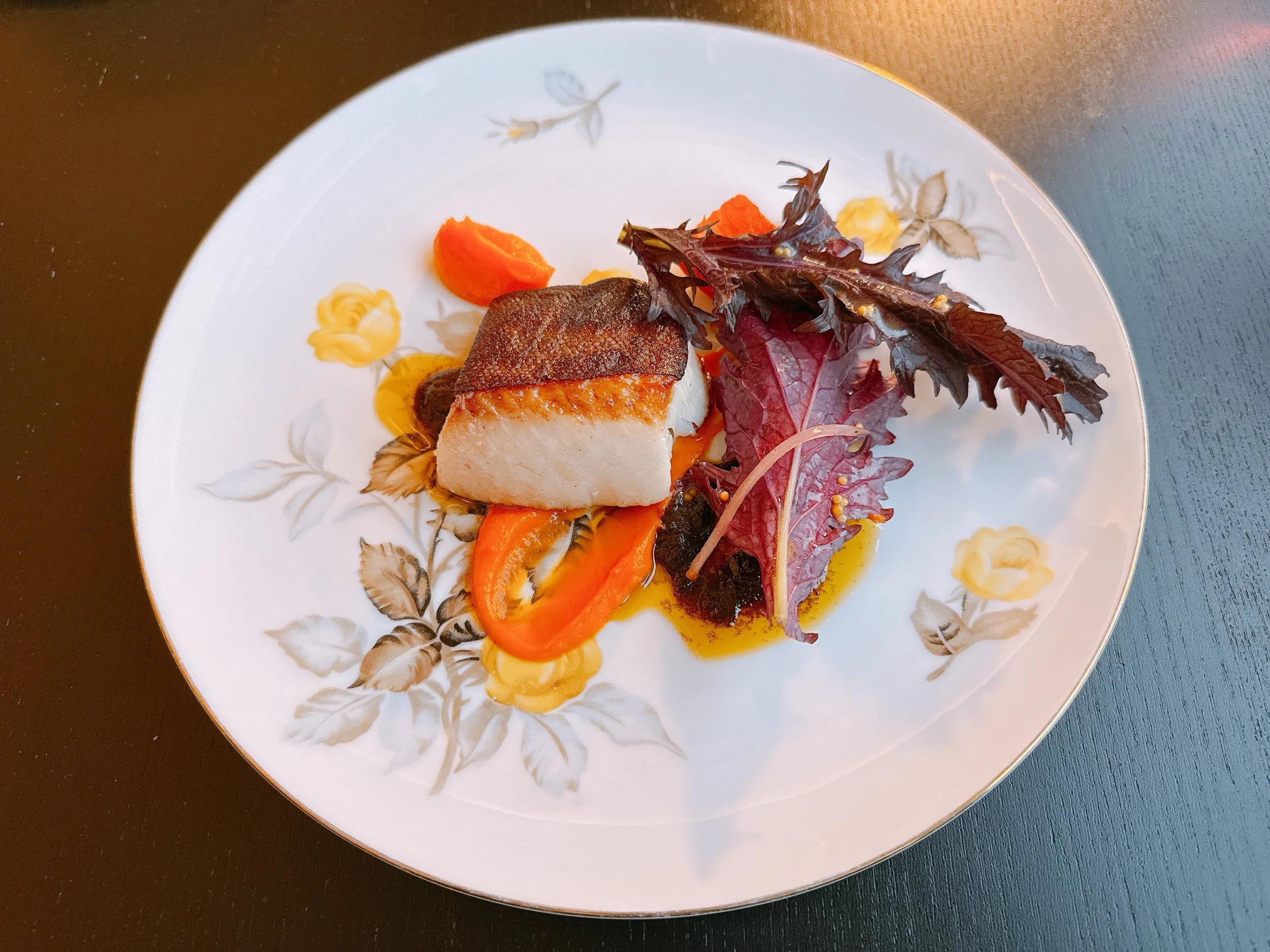 Black cod, squash, salad
