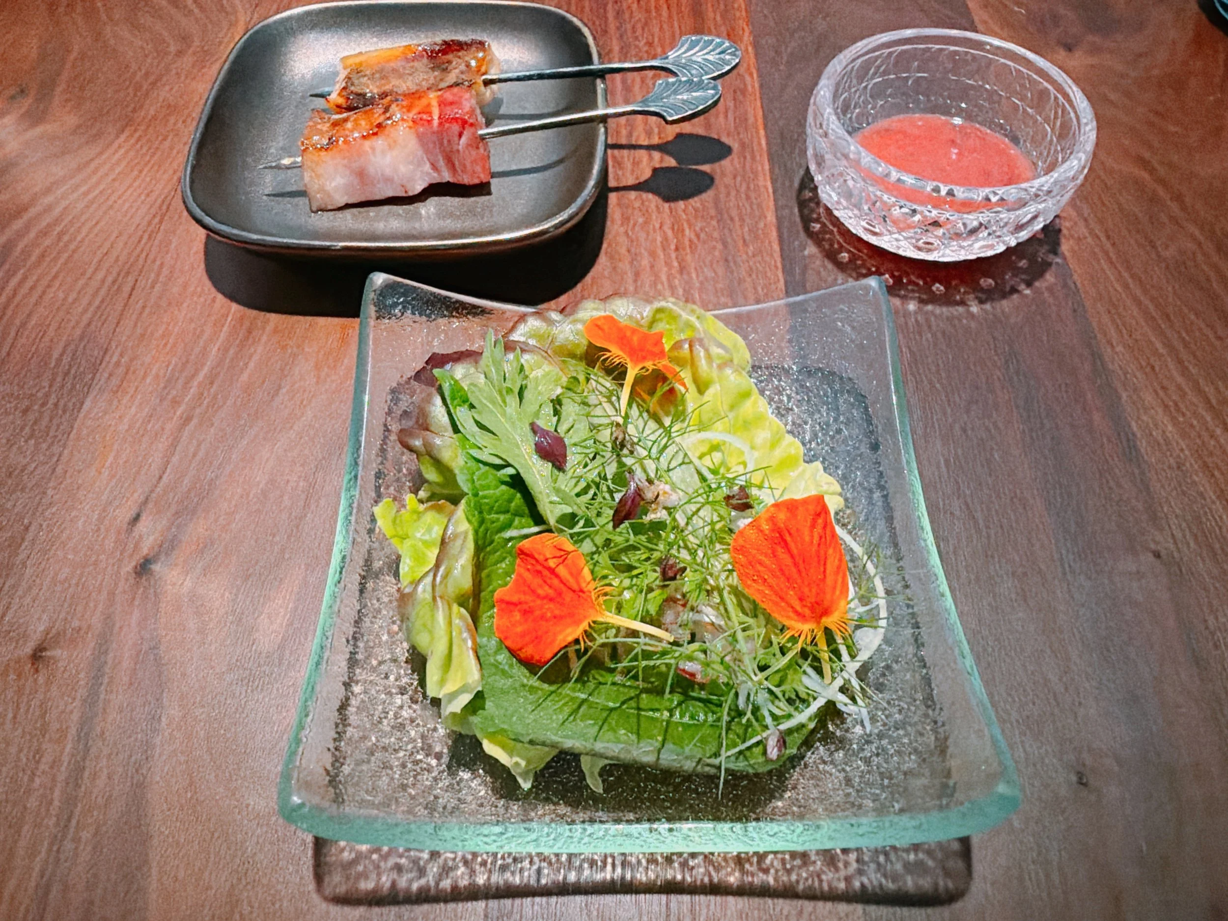 Lettuce, pork belly, plum mustard