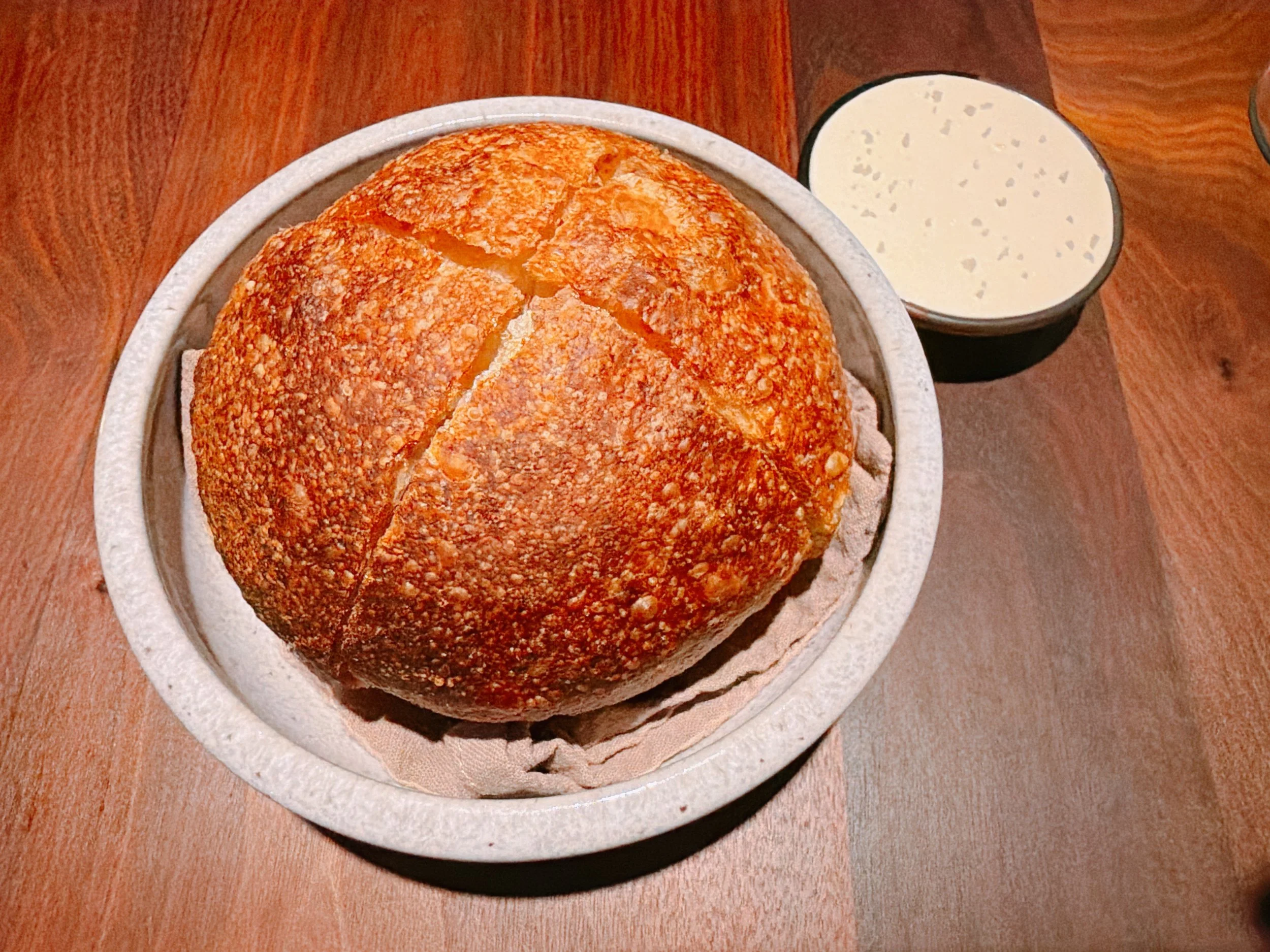 Rice koji sourdough bread, butter