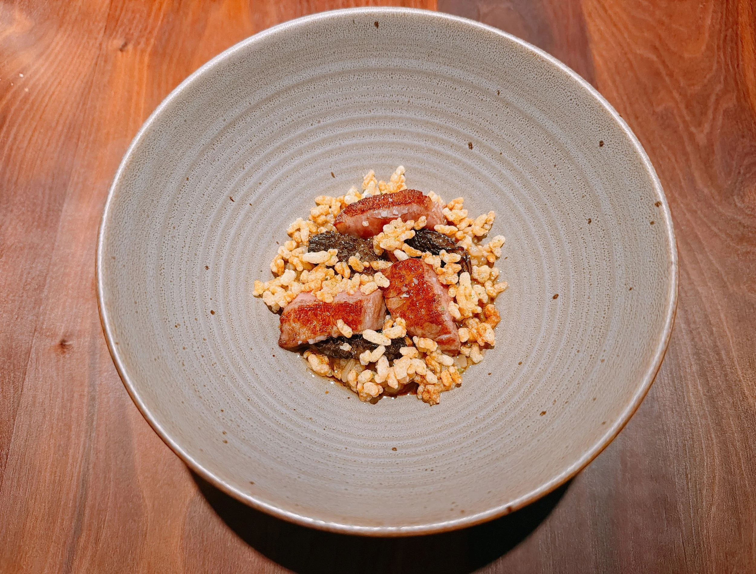Rice, morels, wagyu