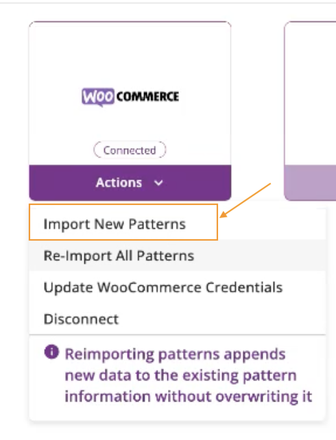 Image showing where to import patterns from WooCommerce to GoSadi