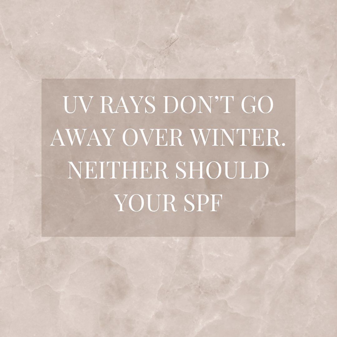 Do you know you should still be wearing your SPF during winter?

Even during the cooler months, the UV rays can still have a negative affect on our skin. UVA is responsible for destroying our healthy skin cells. When our skin isn&rsquo;t protected wi