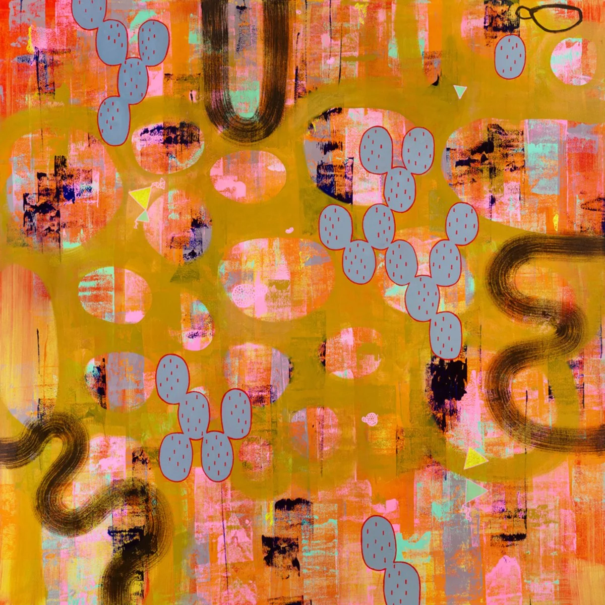 Abstract painting with oil on canvas