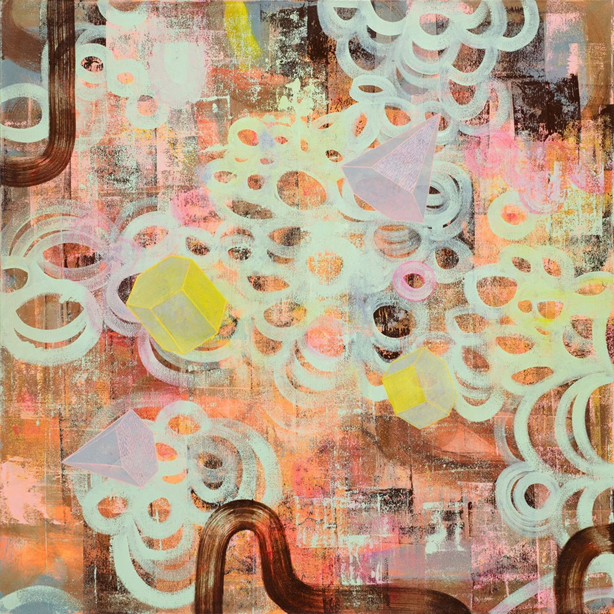 Abstract painting with oil on canvas
