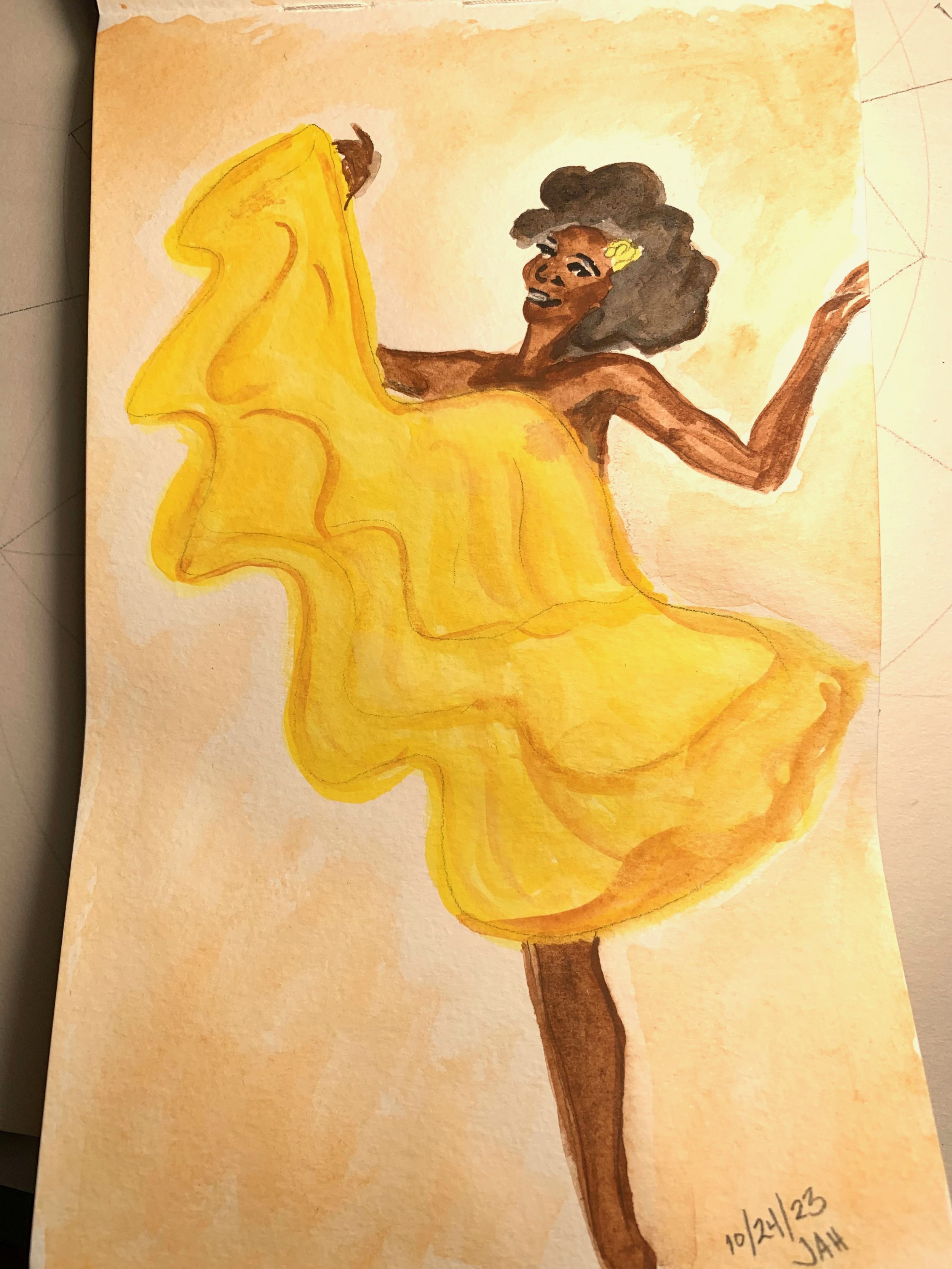 HappyWomaninYellow-pencilandwatercolor.jpeg