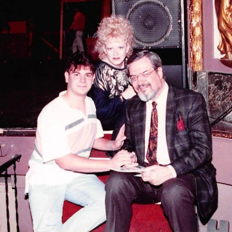 San Francisco magician Robert Strong pictured with Harry Blackstone Jr. and his assistant.