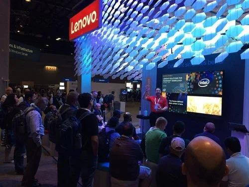 Robert Strong performing at a trade show in Las Vegas.