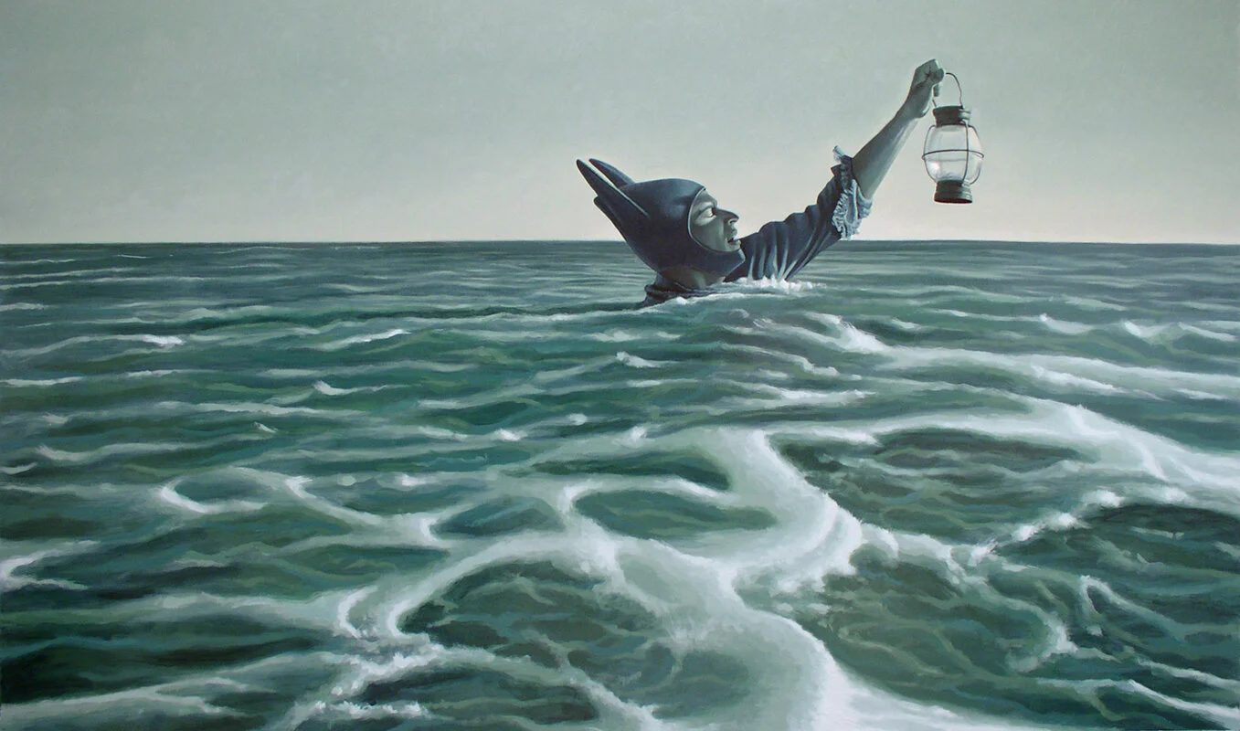 Lantern Swimmer, oil on canvas, 51" x 86" 