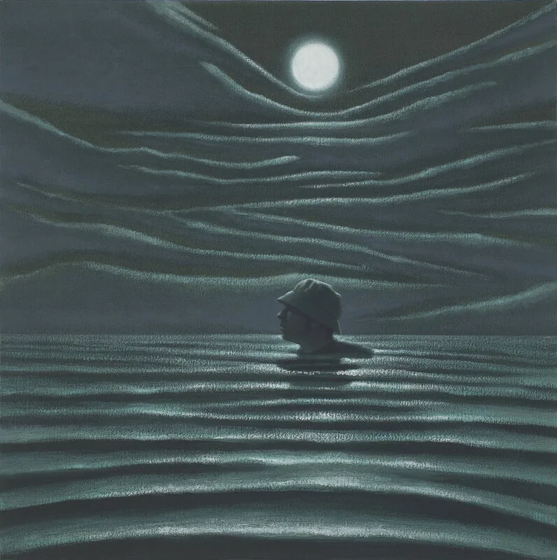 Night Swimmer, oil on canvas, 24" x 24" 
