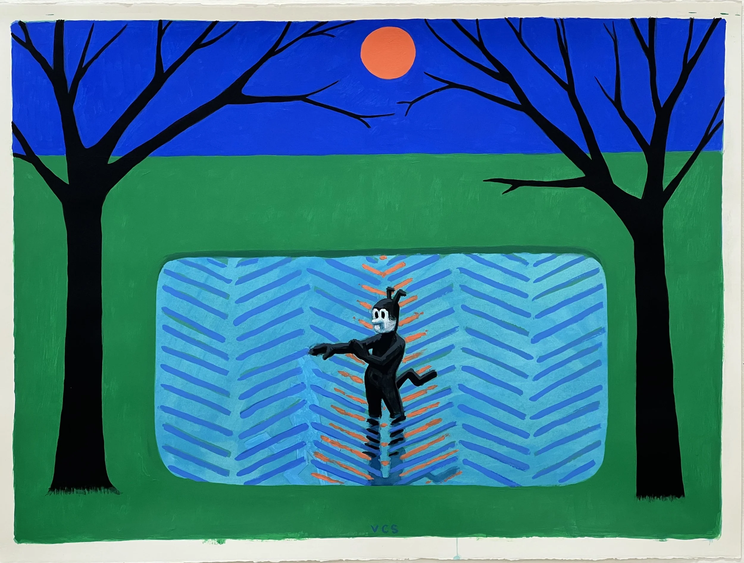 Night Bather, 2023, acrylic on paper, 22.5" x 30.25"