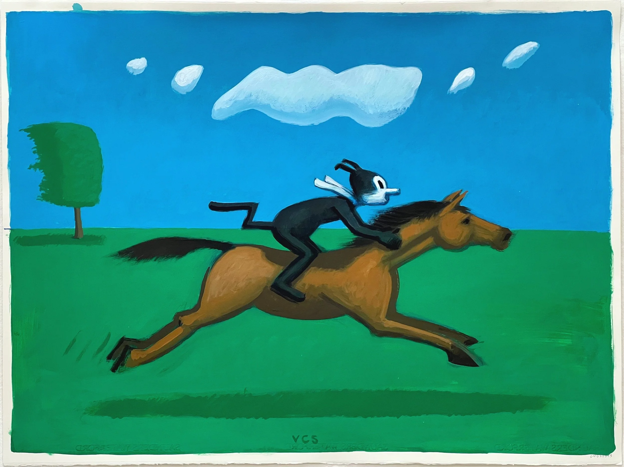 Horse & Rider, 2023, acrylic on paper, 22.5" x 30.25"