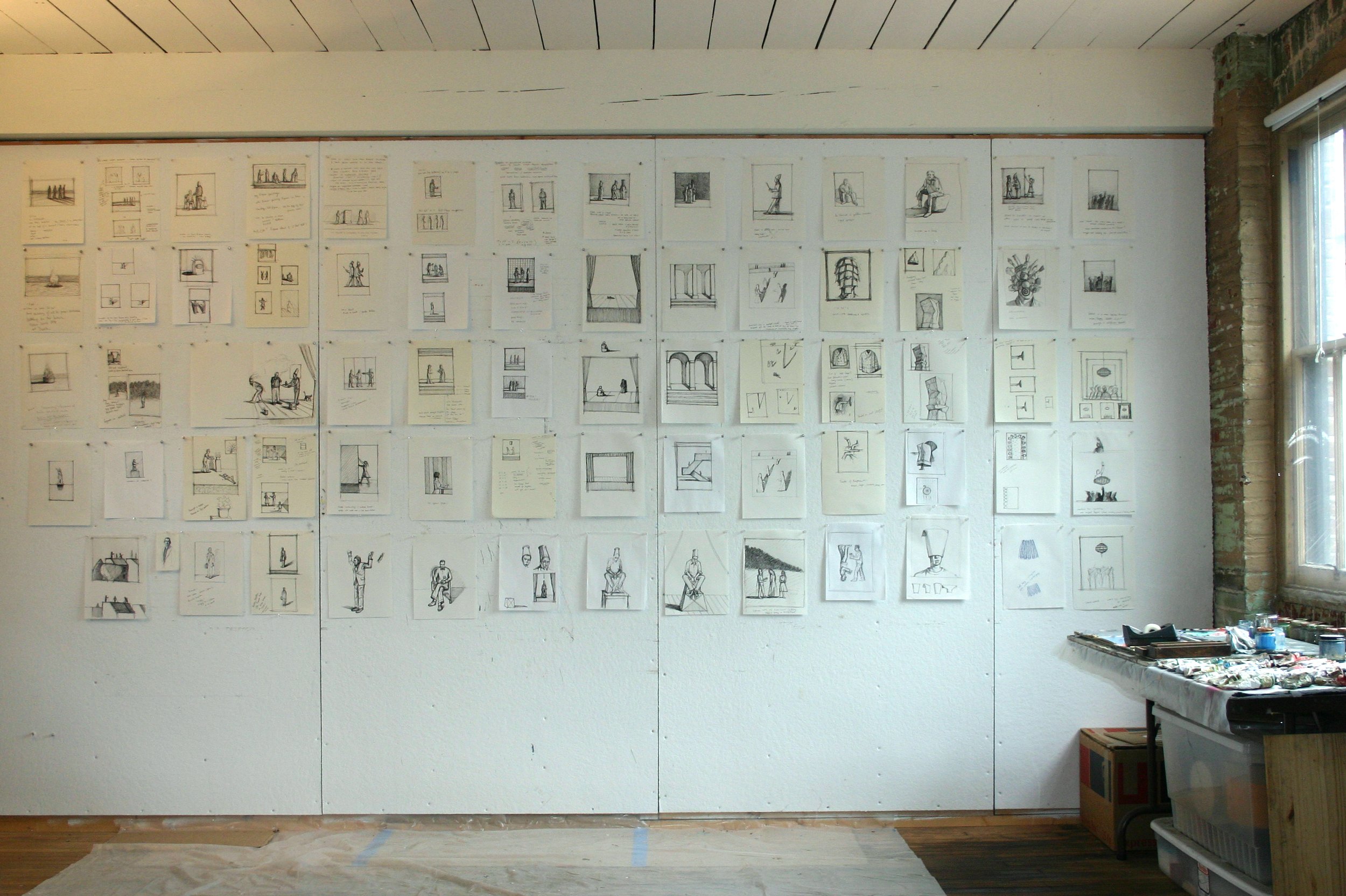 Wall of Drawings (dimensions variable)