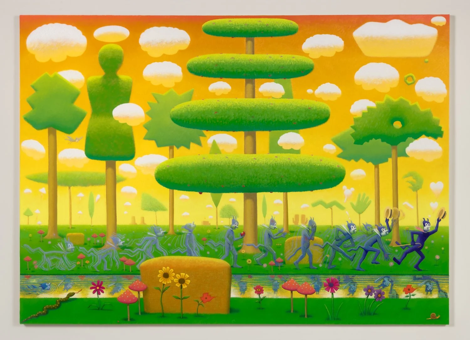 Krazy Kat in the Garden of Eden, 2021-2025, oil on canvas, 78" x 108"