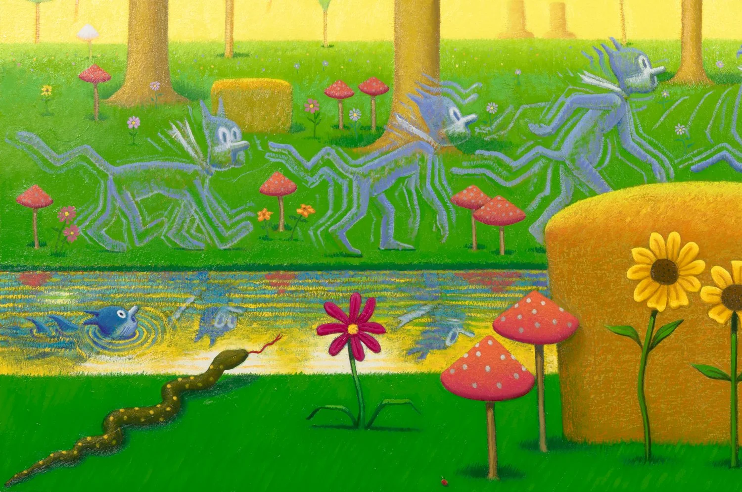 DETAIL shot of Krazy Kat in the Garden of Eden