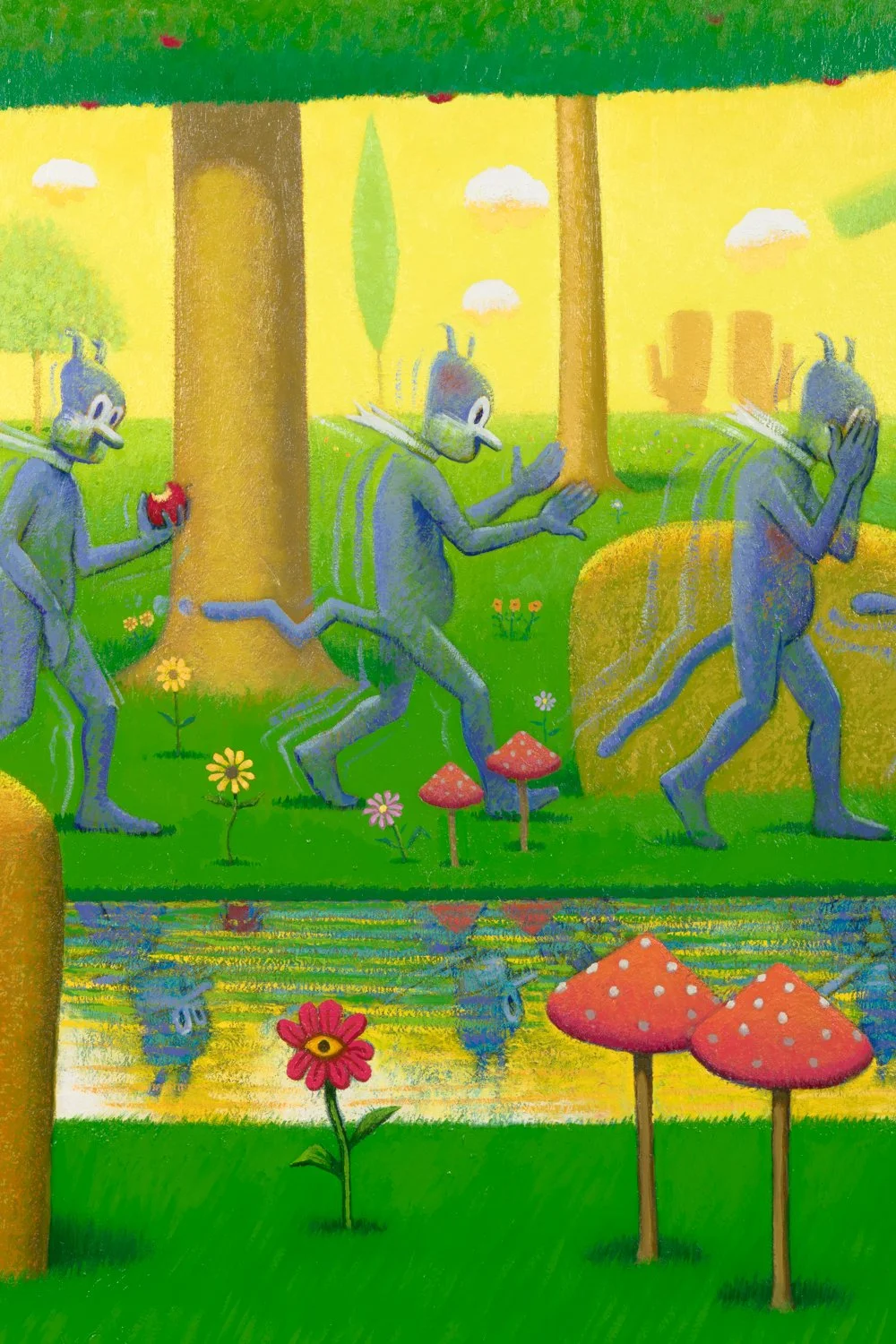DETAIL shot of Krazy Kat in the Garden of Eden