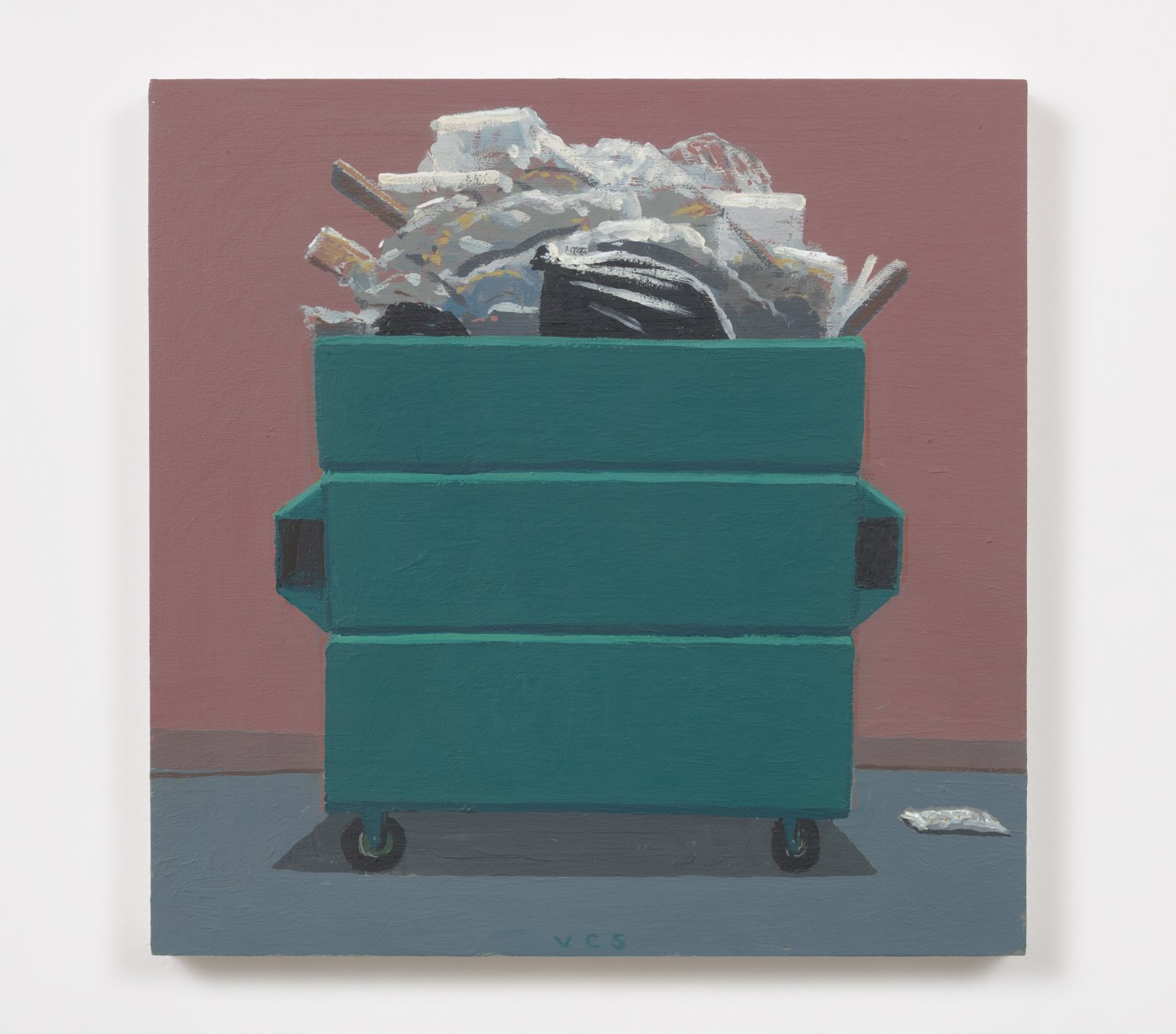 Dumpster study, acrylic gouache on panel, 12” x 12”