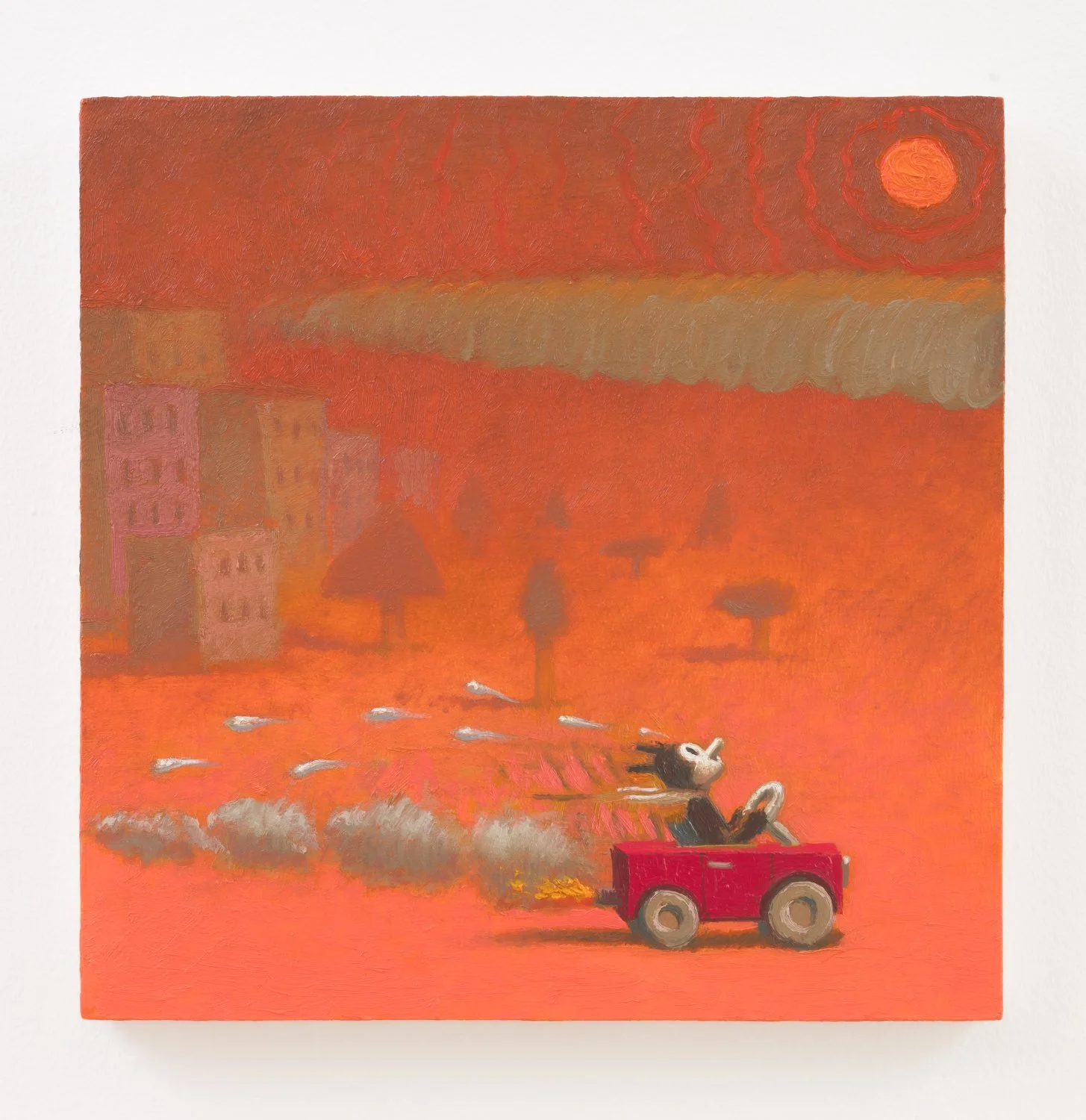 Evacueee, 2020, oil on panel, 12" x 12"