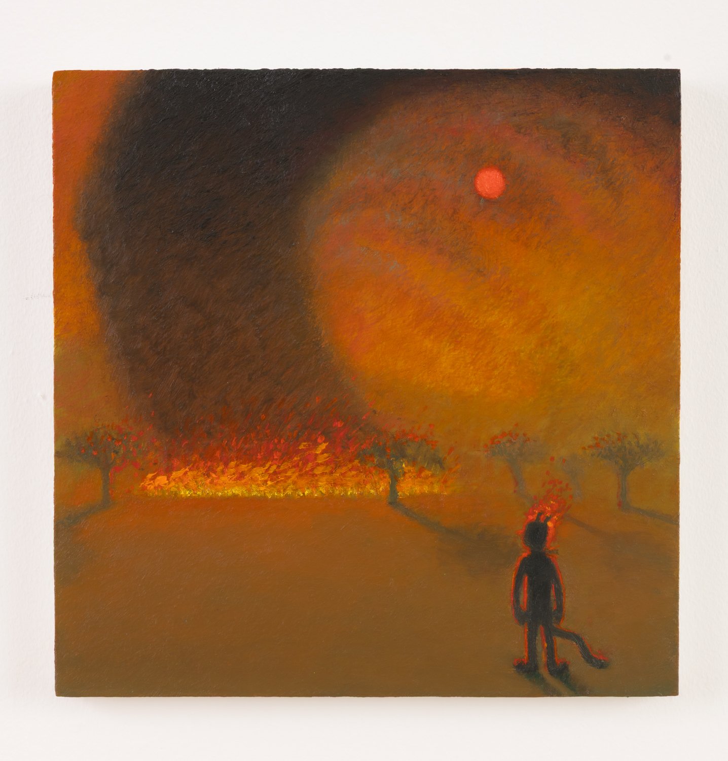 Fire Season, 2020, oil on panel, 12" x 12"