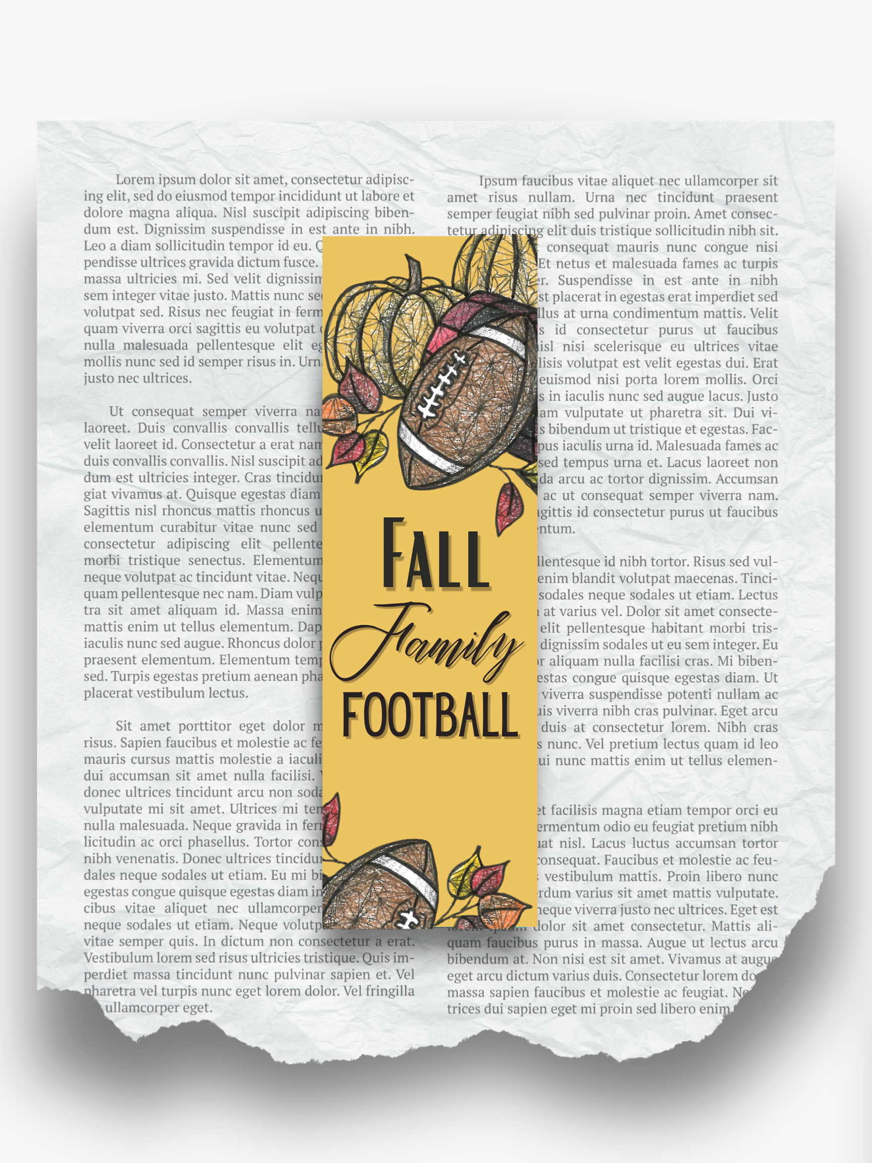 "Fall, Family, Football" Bookmark