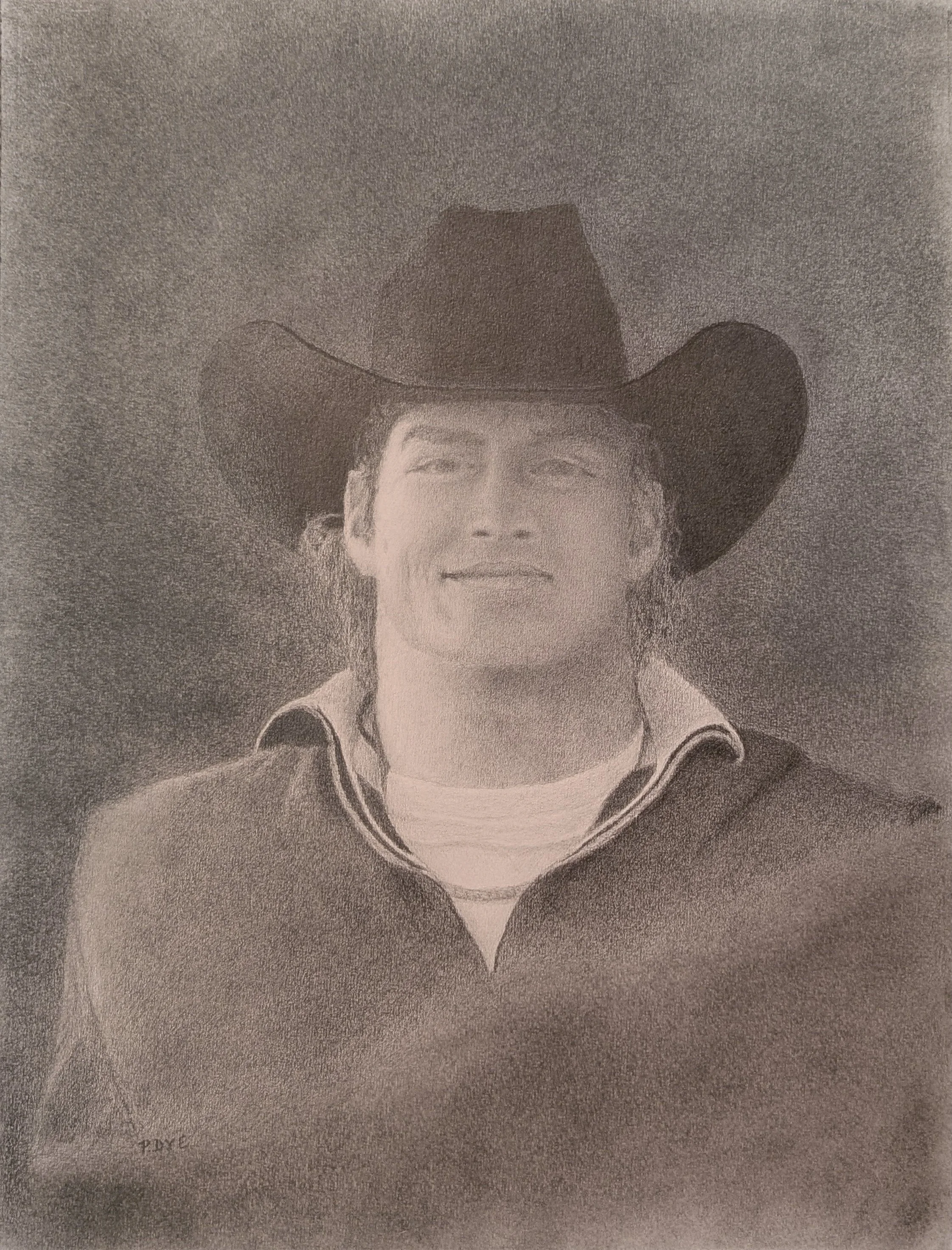 Memorial Portrait of a Young Man,  graphite on hand toned paper