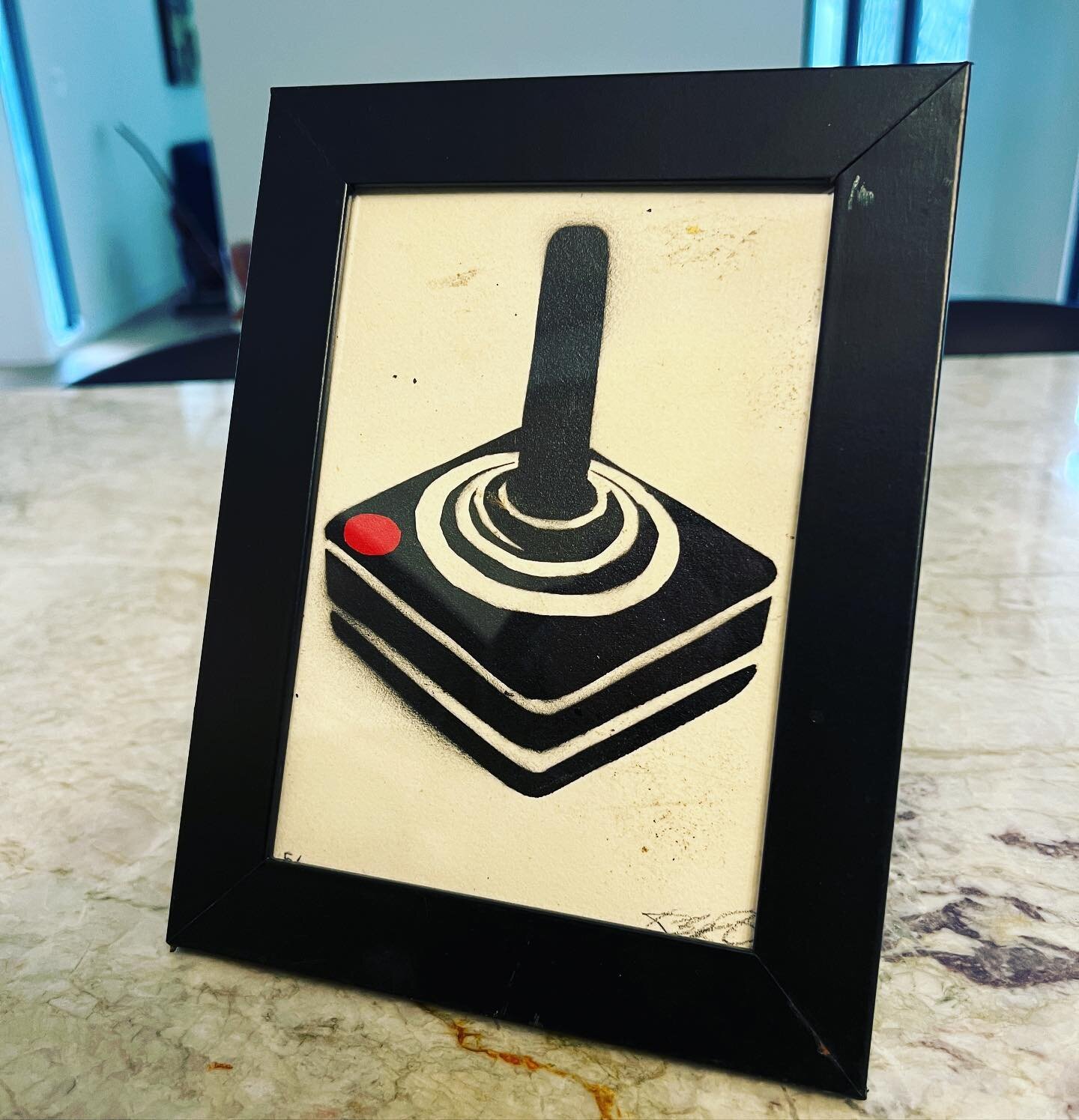 Oldie but a goodie. This was a small limited stencil run I did for @jimdaichendt &lsquo;s book Stay Up! LOs Angeles Street Art Book. Nice to see it framed up. #streetart #losangeles #stencil #destroyalldesign #stayupla #art #joystick #gameover