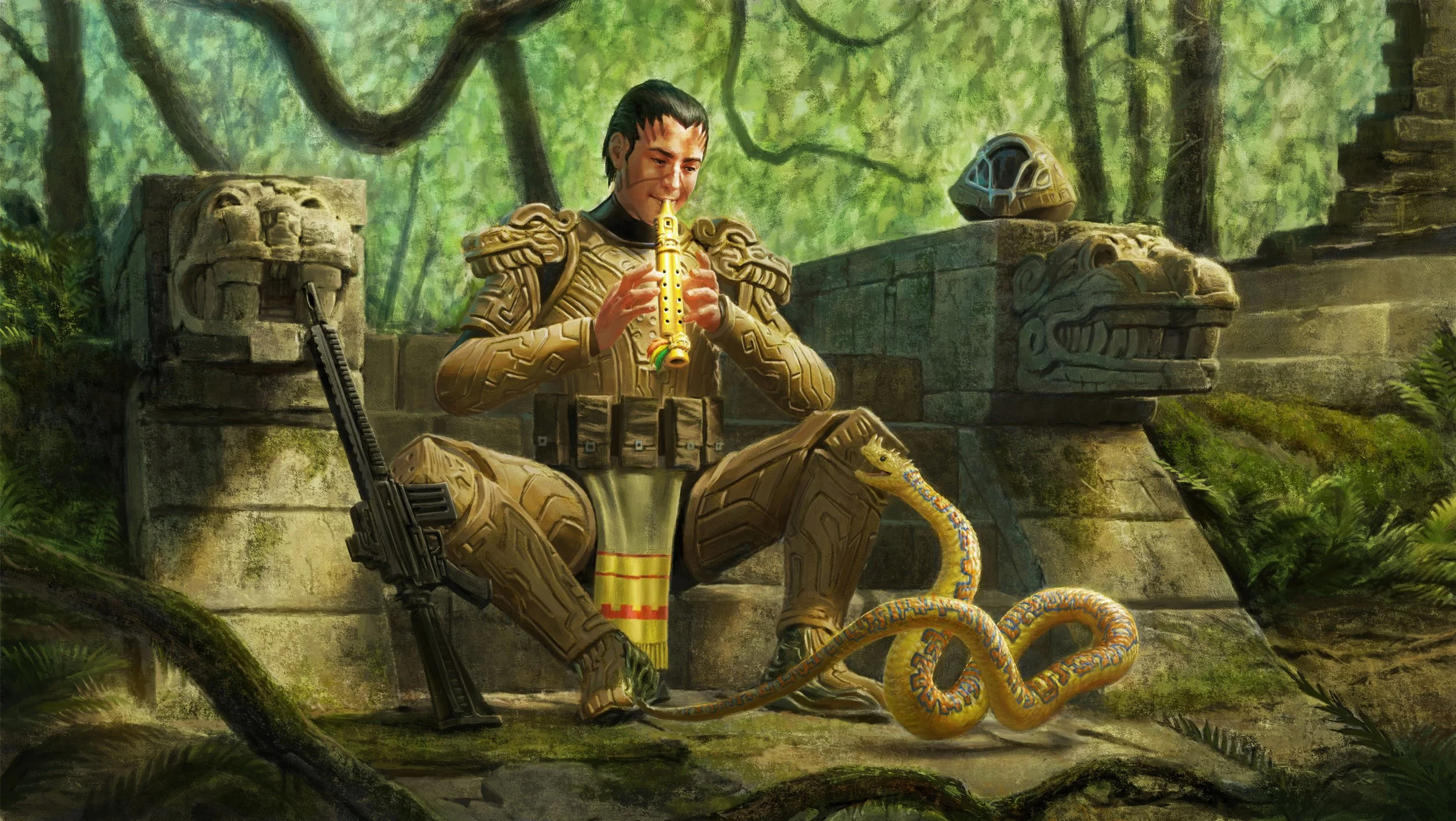 Song of the Serpent
In the ruins of old gods, a soldier’s melody tames what weapons cannot.
