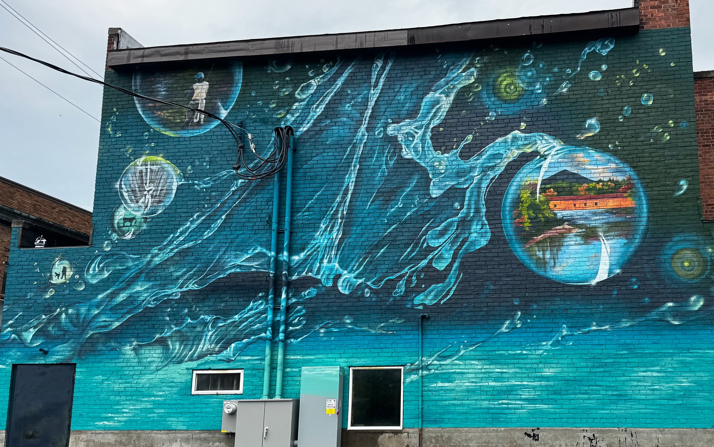 'Water Wonder' - Ausable Theater, Au Sable Forks, New York - North Country Rural Development, aerosol, Summer 2026 (back)