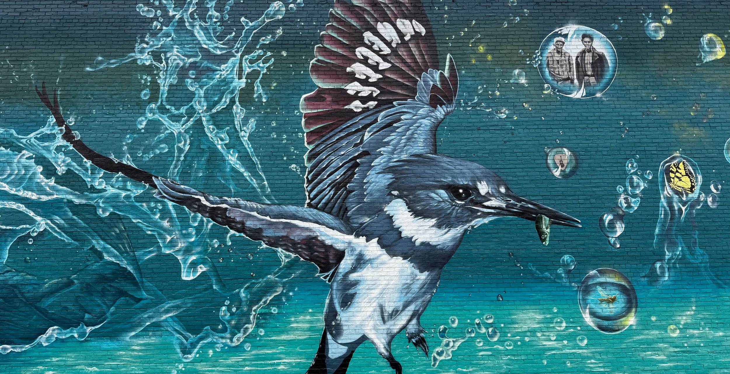 'Water Wonder' - Ausable Theater, Au Sable Forks, New York - North Country Rural Development, aerosol, Summer 2026 (detail)