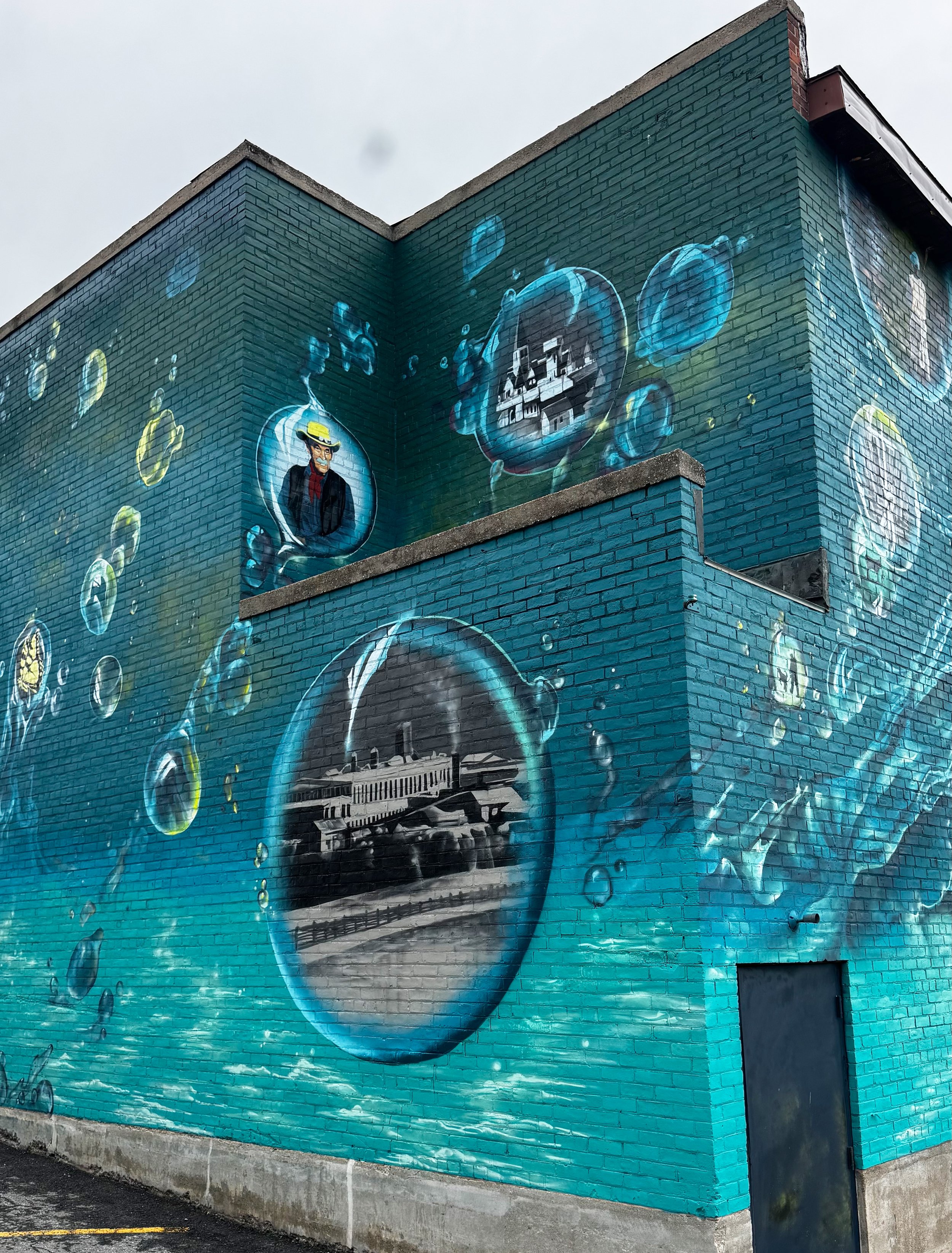 'Water Wonder' - Ausable Theater, Au Sable Forks, New York - North Country Rural Development, aerosol, Summer 2026 (detail)