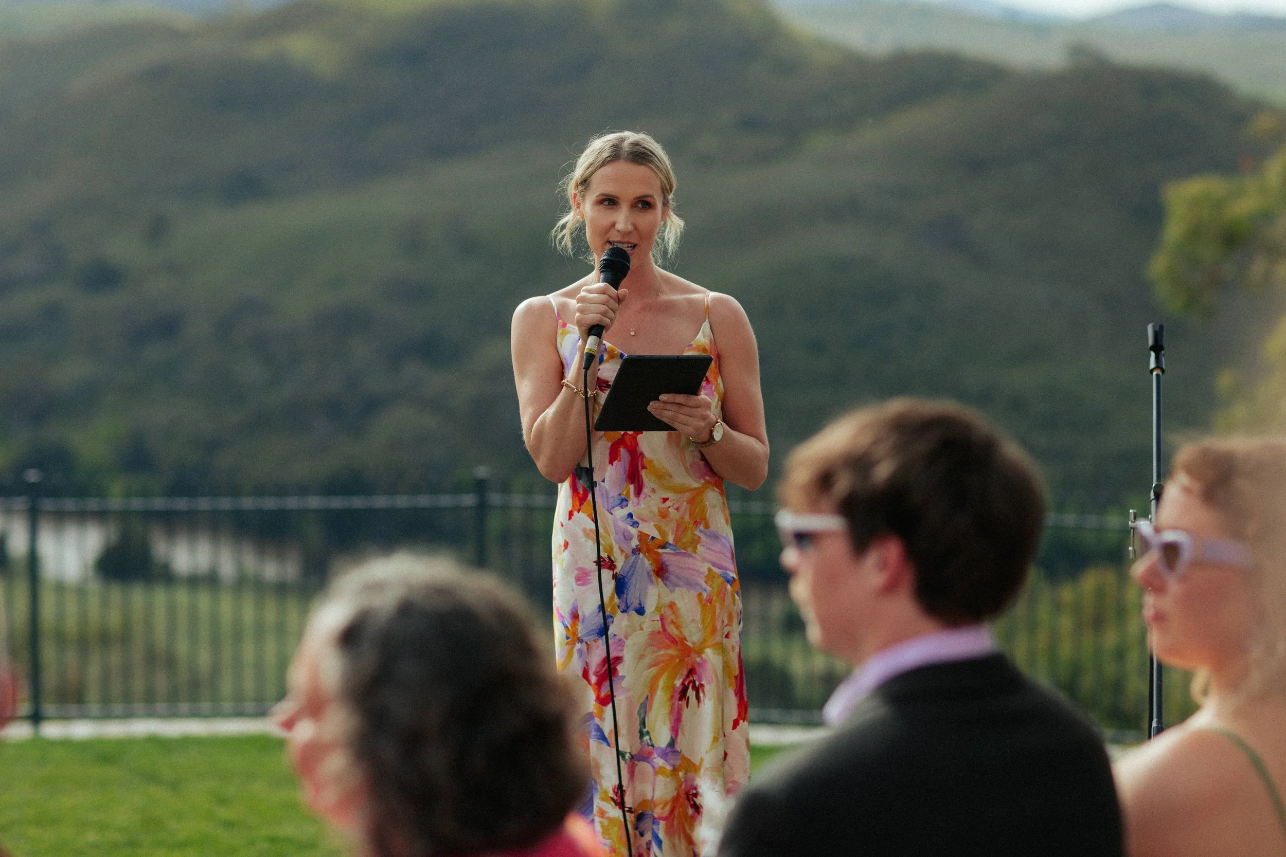 Ashleigh Jade, warm modern Brisbane wedding celebrant, delivering a relaxed short and sweet ceremony.