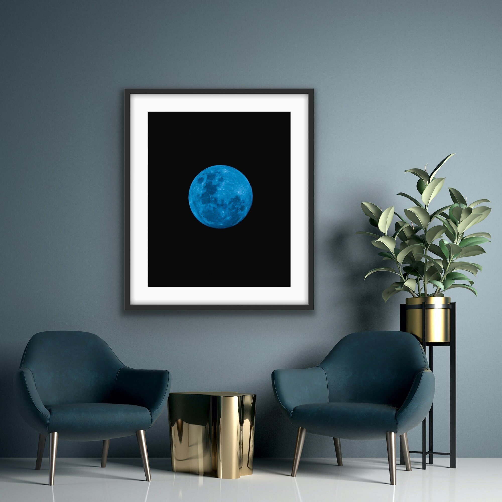 Blue Moon Photo Print, Night Sky, Wall Art, Nature, Photography, Moon, Nature and Landscape Photography