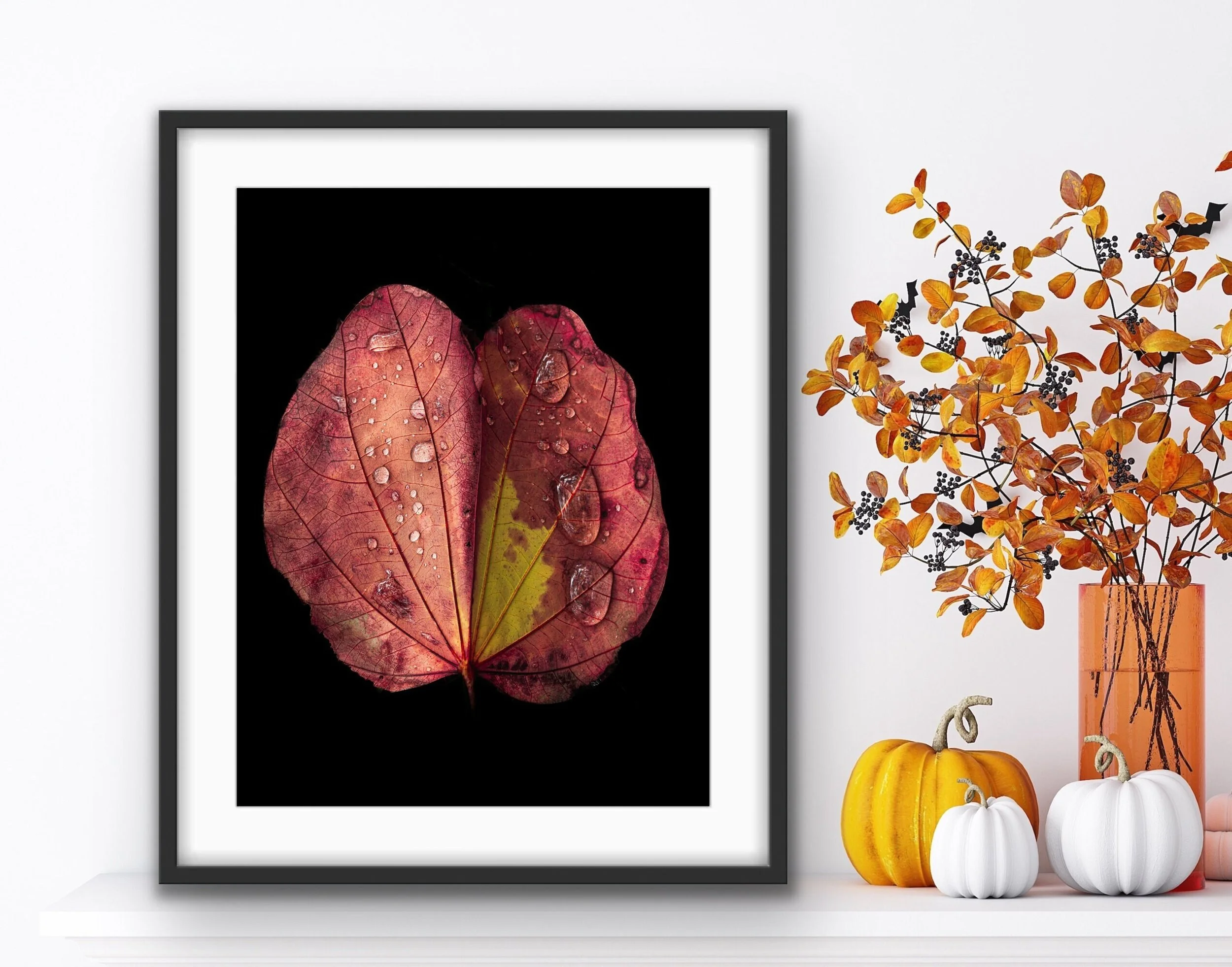 Nature Photo Print, Autumn, Leaves, Red, Macro Photograph, fall, Wall Art, Nature and Landscape Photography