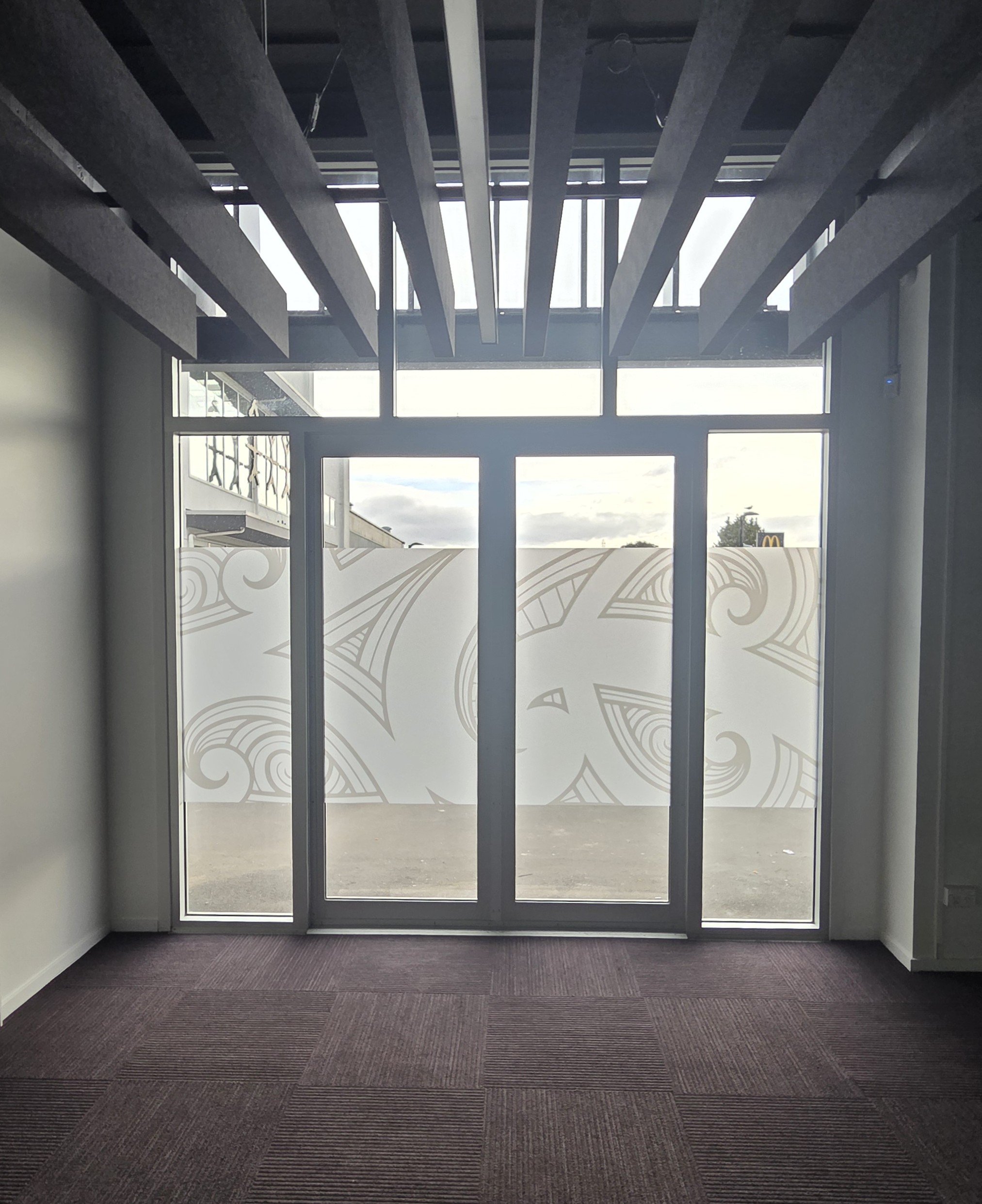 Ferry Road entrance viewing outside through closed doors