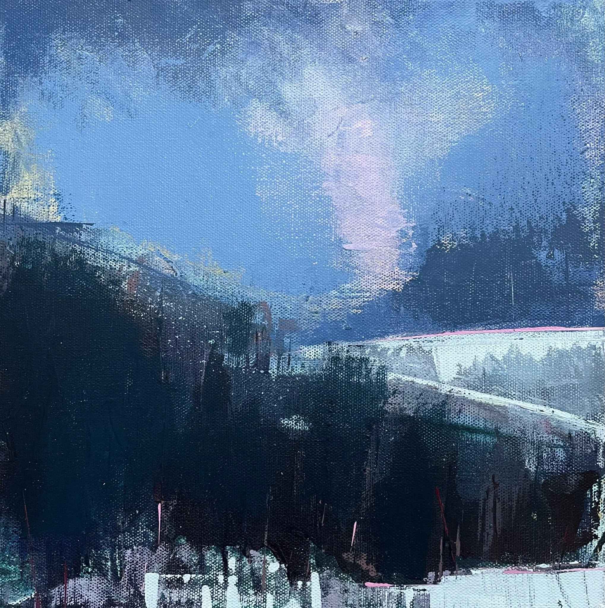 Winter is blue 1 (Acrylic on canvas, 30cm x 30cm, framed)