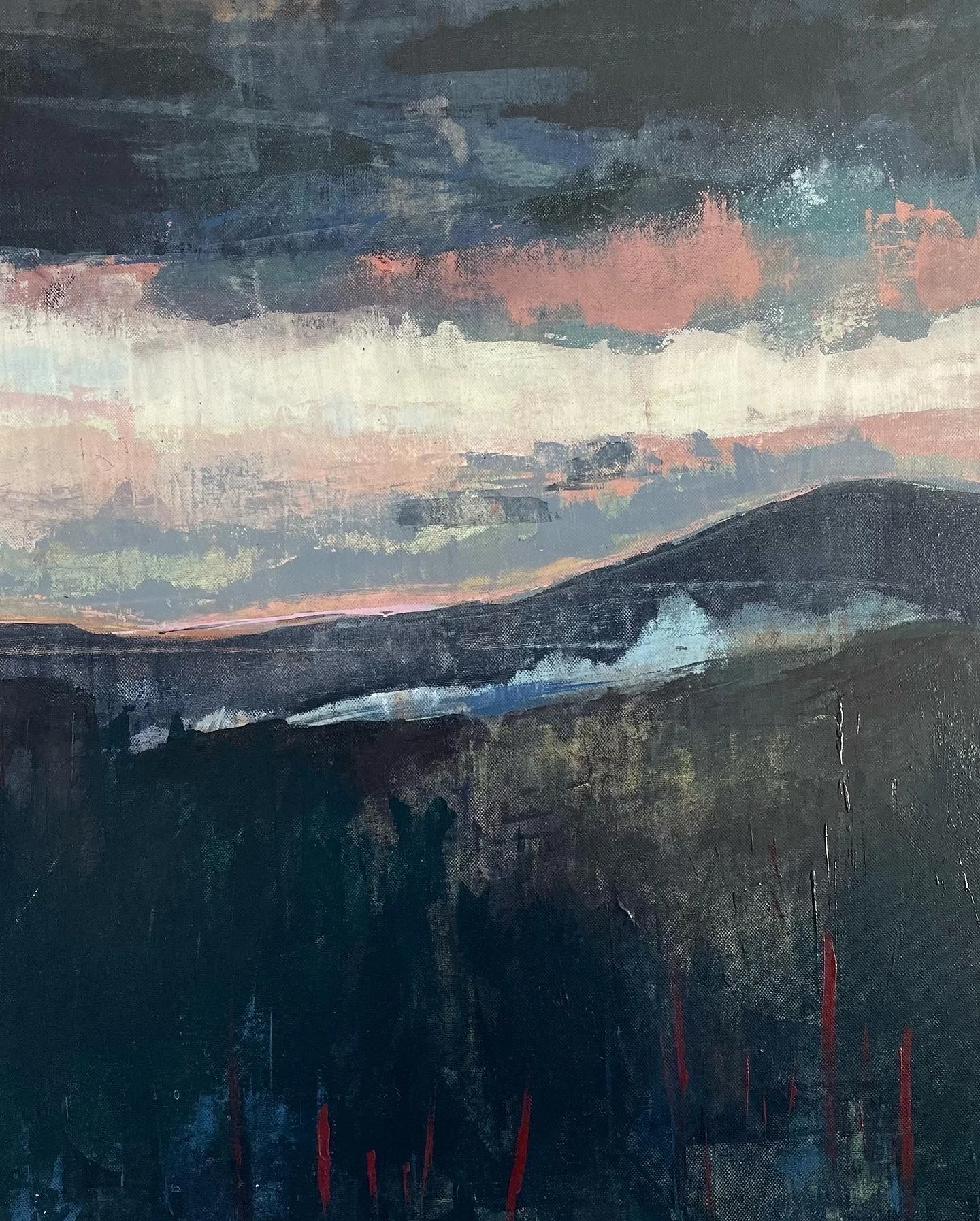 'Last Light' (Acrylic on canvas, 70cm x 70cm, 2021 - framed)